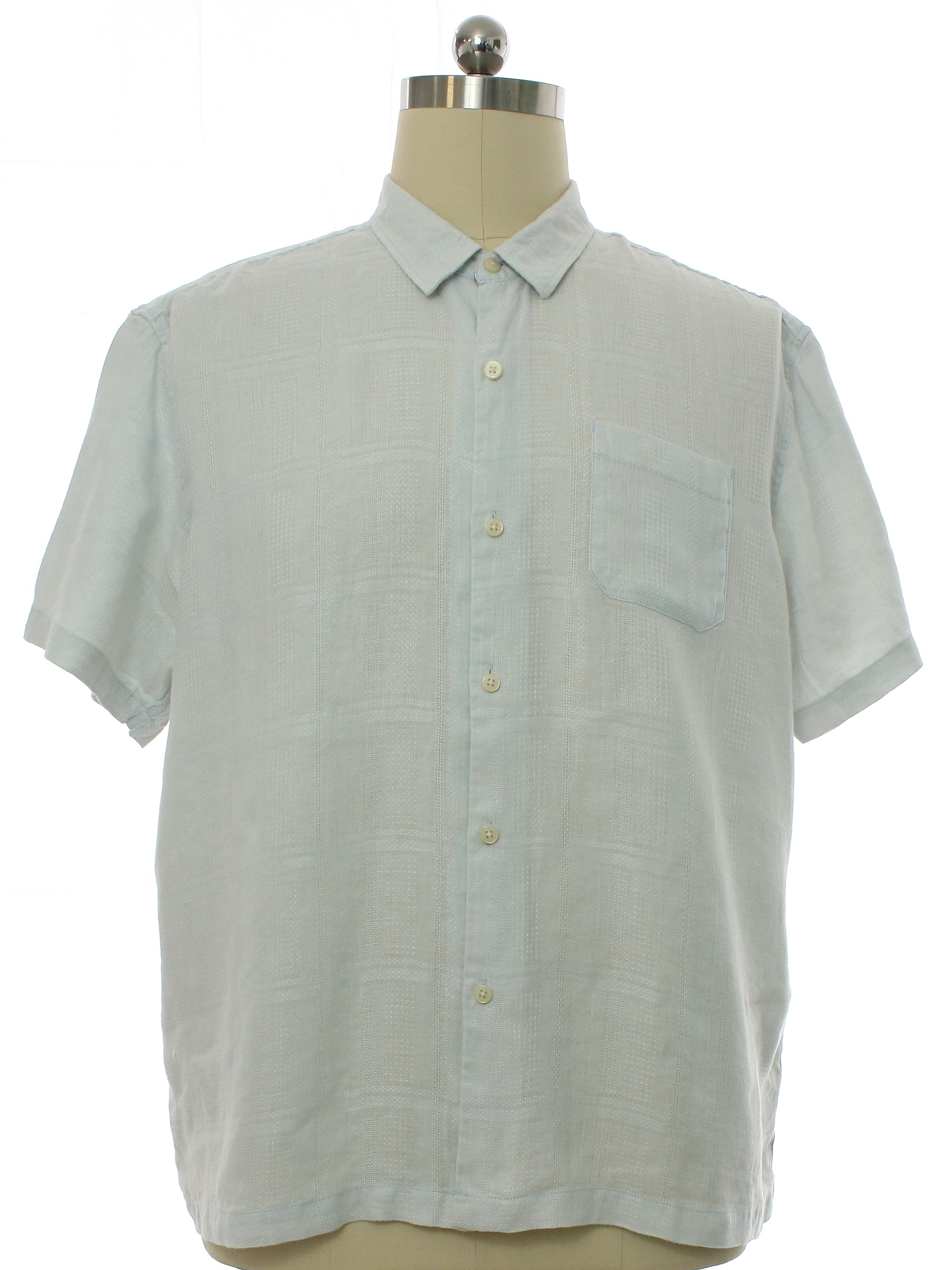 Shirt: 90s -Tommy Bahama- Mens powder blue background cotton linen ...