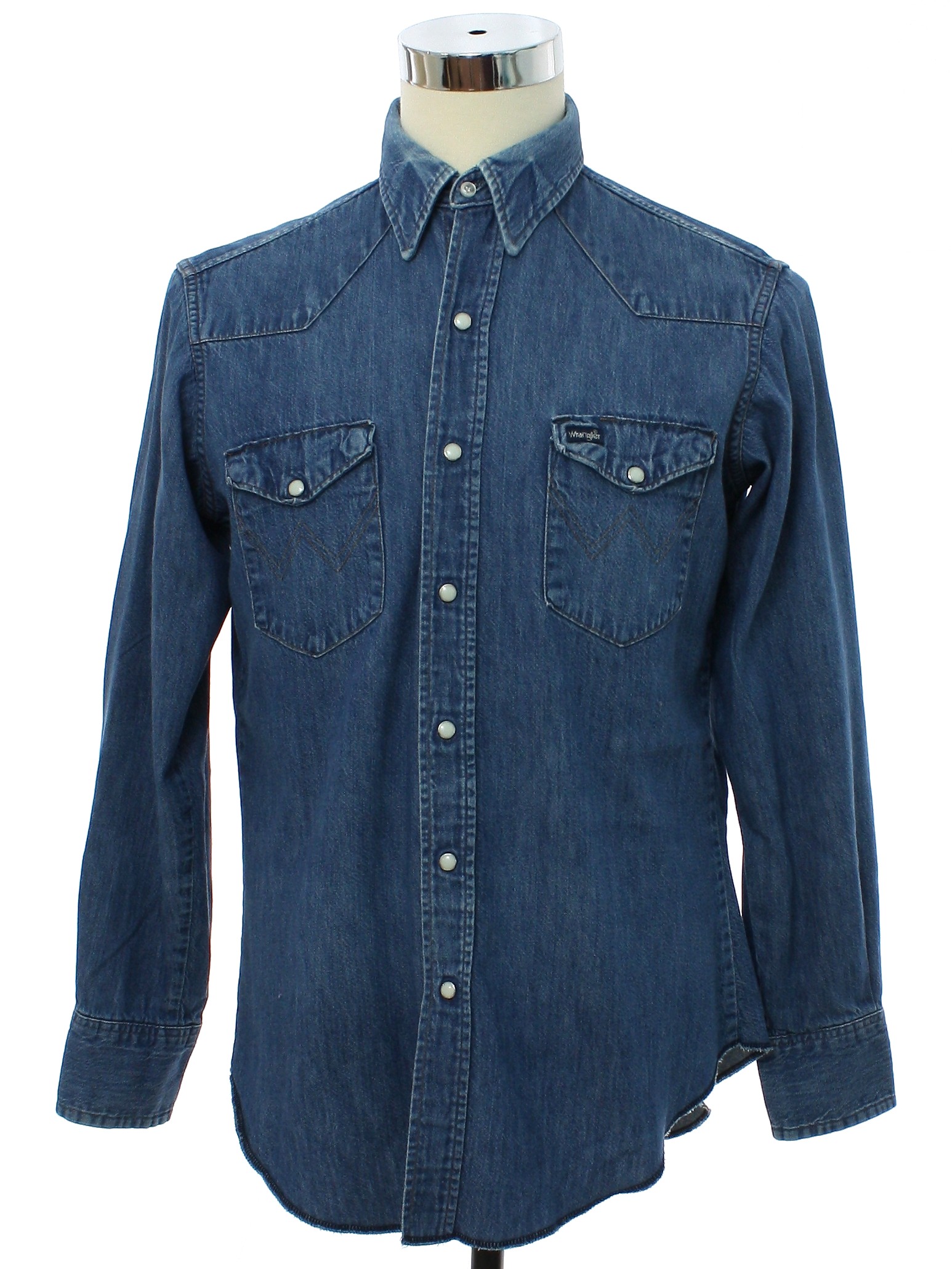 1990's Vintage Wrangler Western Shirt: Early 90s -Wrangler- Mens blue ...