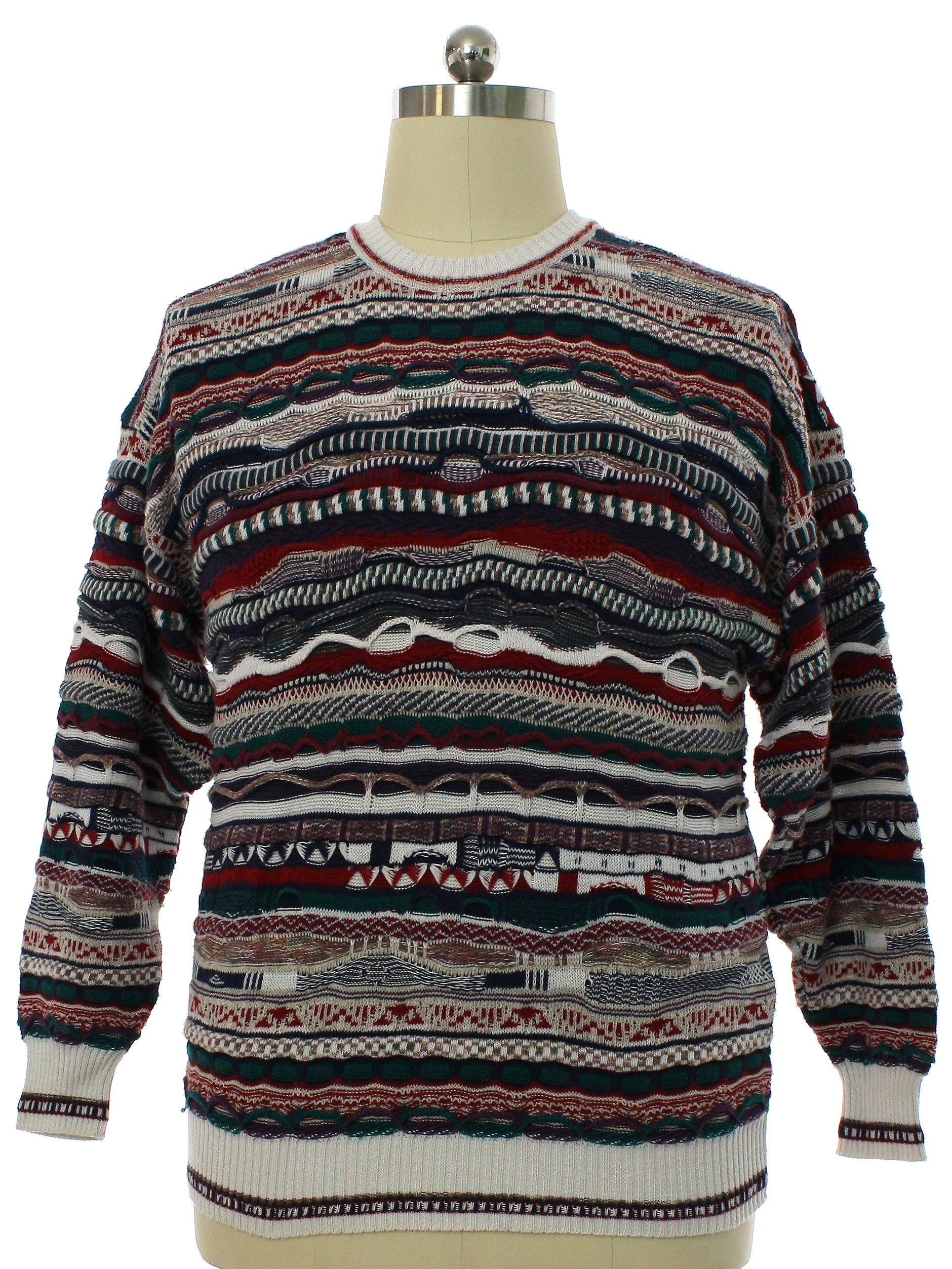 Sweater: 90s -Conte de Milano- Mens white background cotton acrylic ...