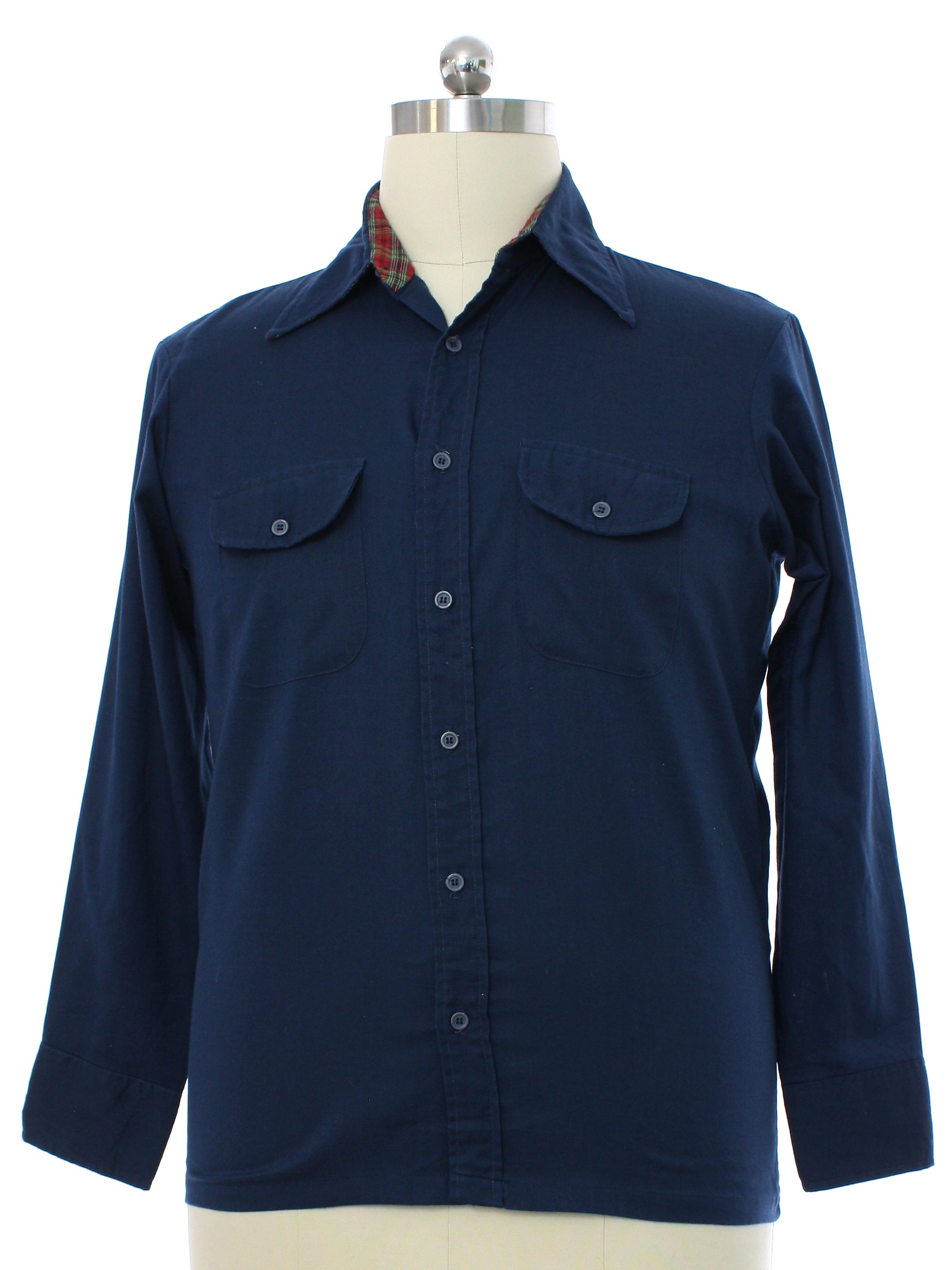Vintage JC Penney 70's Shirt: 70s -JC Penney- Mens navy blue background ...