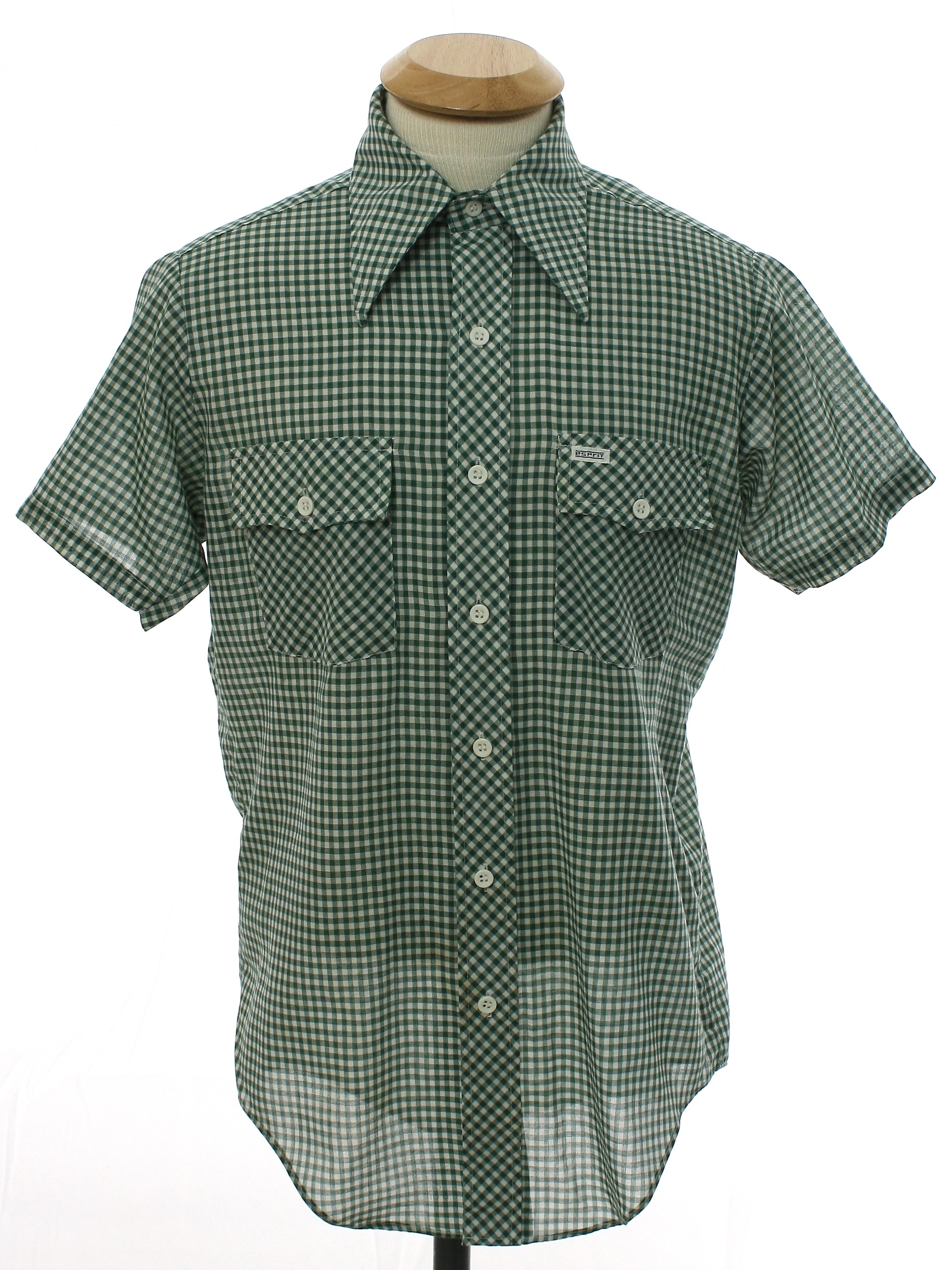 Esprit 1970s Vintage Shirt: 70s -Esprit- Mens green and ivory small ...