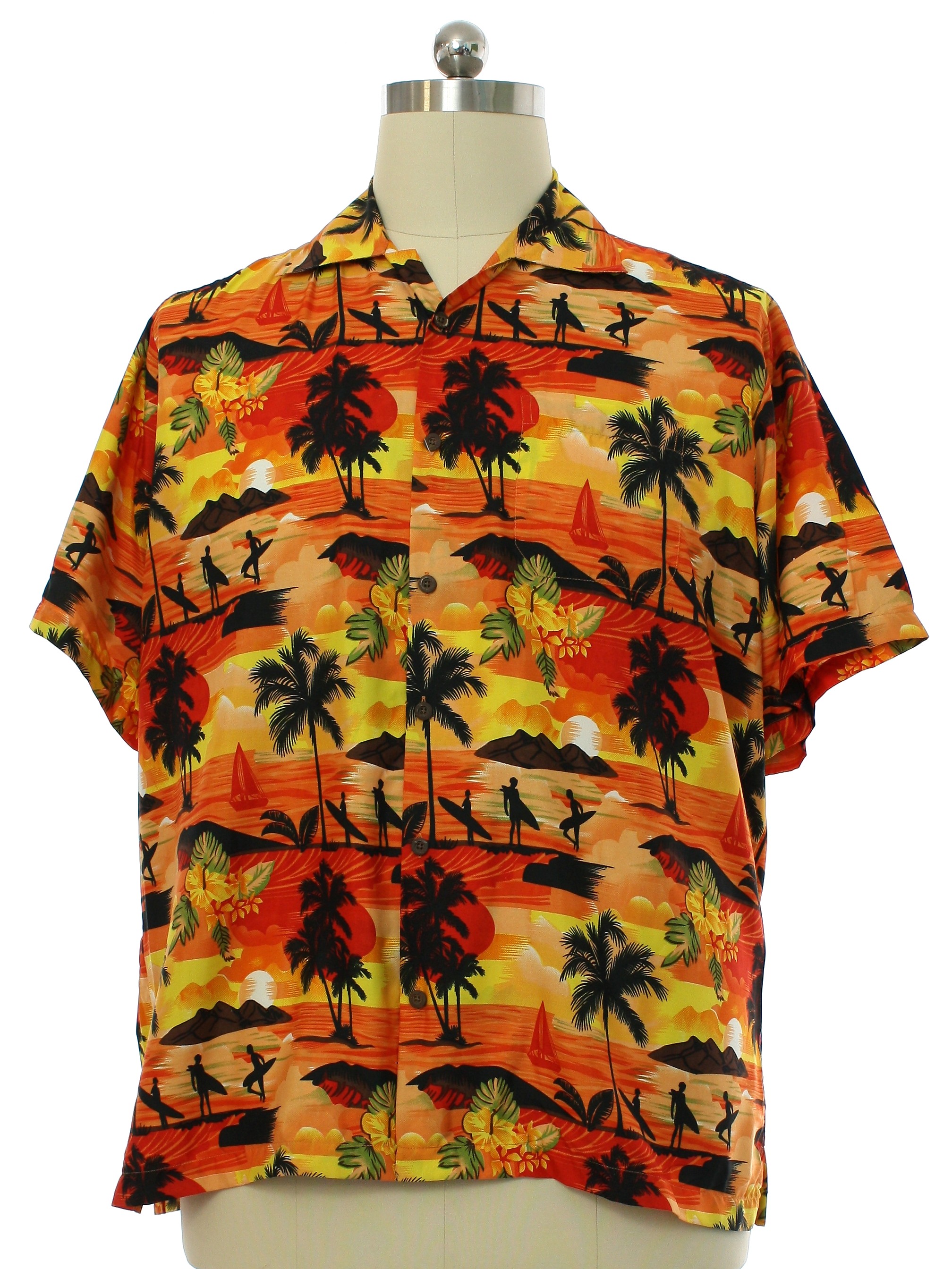 1980's Retro Hawaiian Shirt: 80s -Alvish- Mens orange background ...