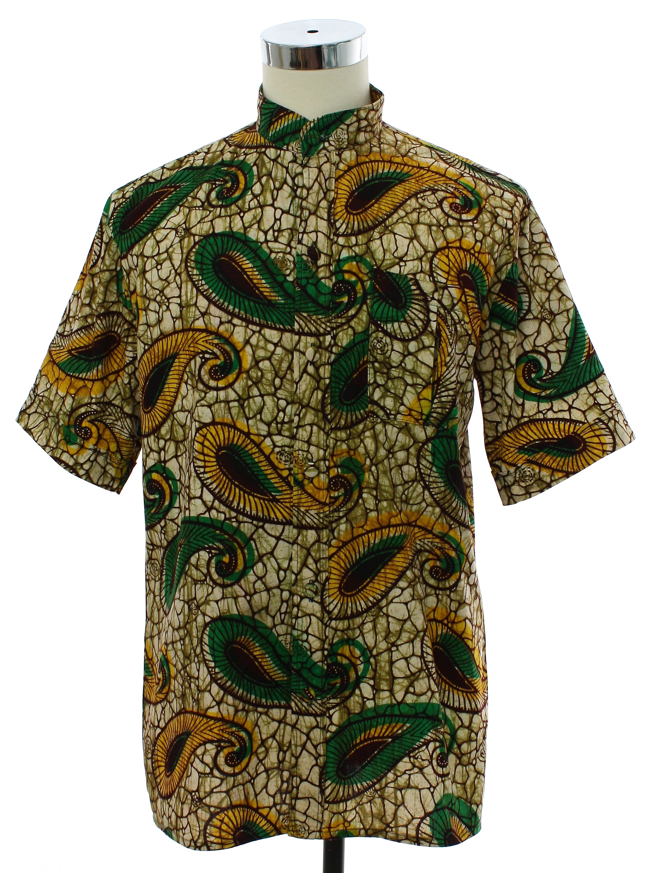 Eighties Vintage Shirt: 80s -Tribal Exchange Stores Nigeria- Mens ecru ...