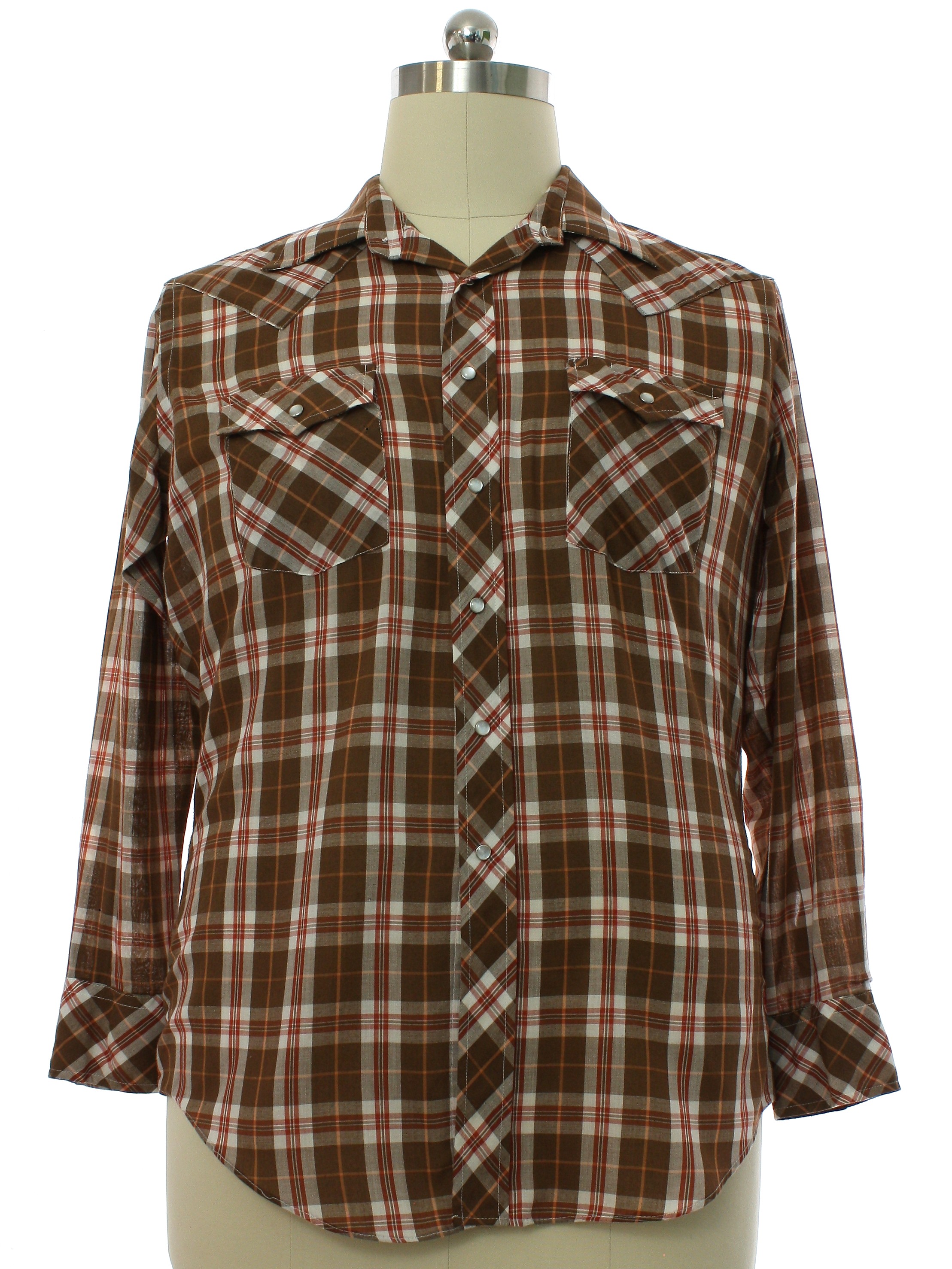 Vintage 1970's Western Shirt: Late 70s -JC Penney- Mens brown, red ...