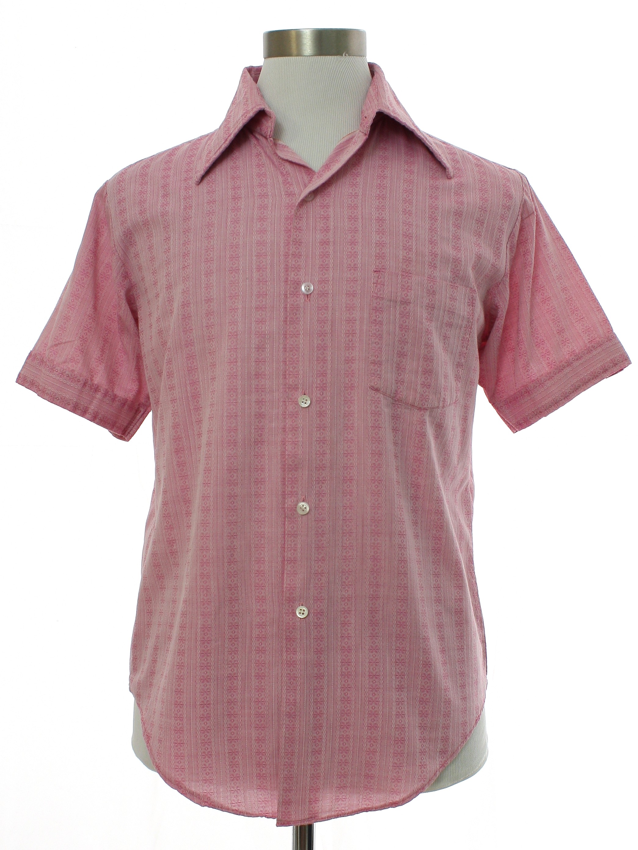 Vintage 1970's Shirt: 70s -Missing Label- Mens pink background ...