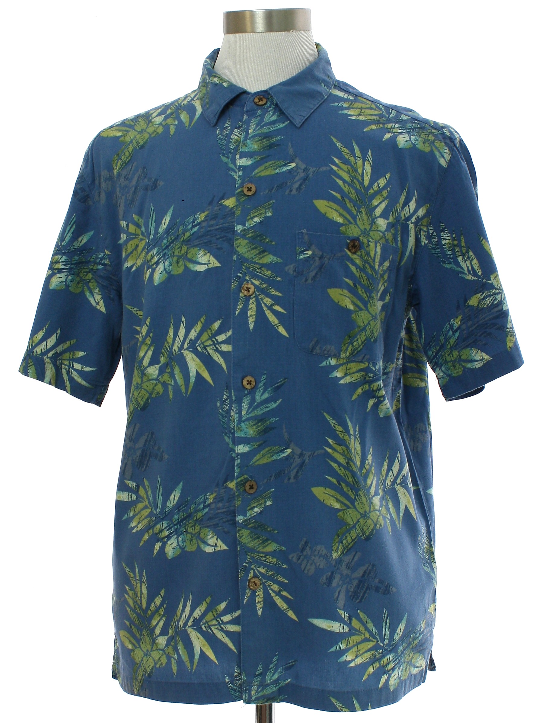 Hawaiian Shirt: Newer Than 90s -Joe Marlin- Mens dusty blue background ...