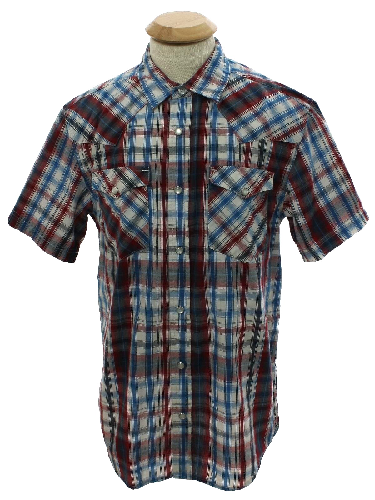 Western Shirt: 90s -Levis- Mens navy, red, white, and blue plaid ...