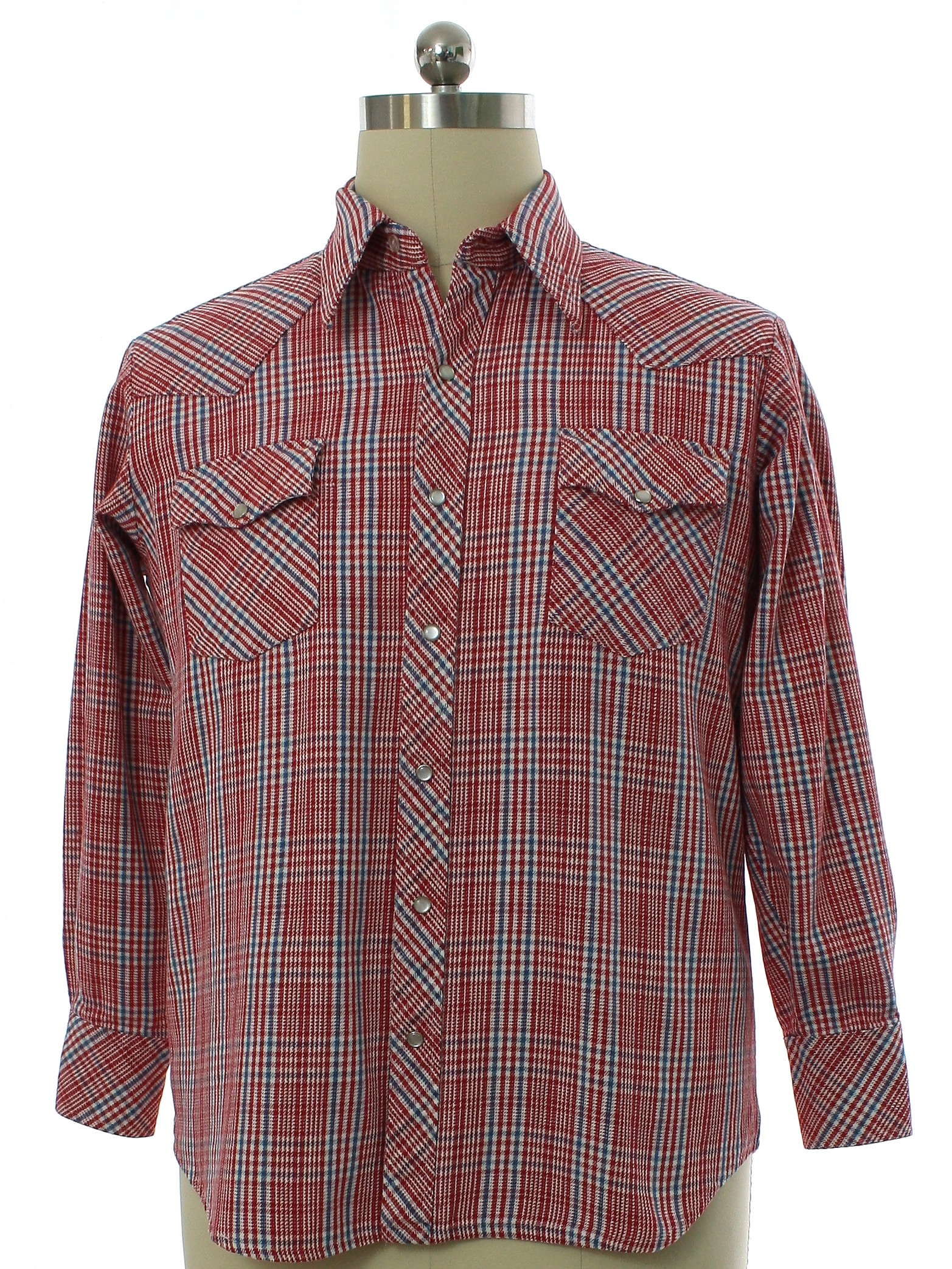 1970s Vintage Western Shirt: 70s -No Label- Mens red, white and blue ...