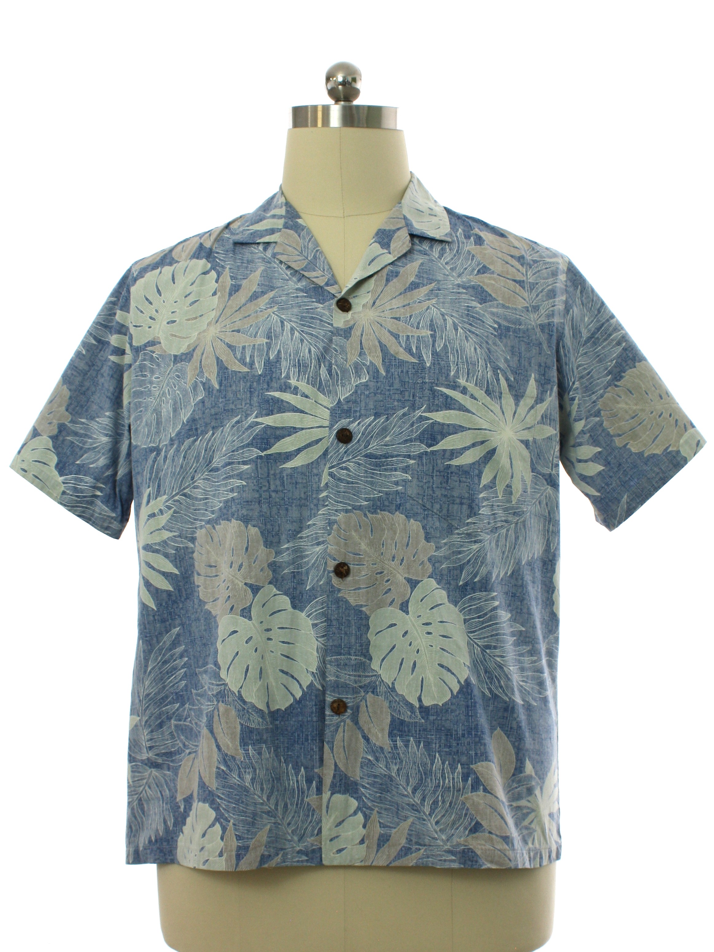 Vintage 90s Hawaiian Shirt: 90s -Aloha Moi- Mens light dusty blue ...