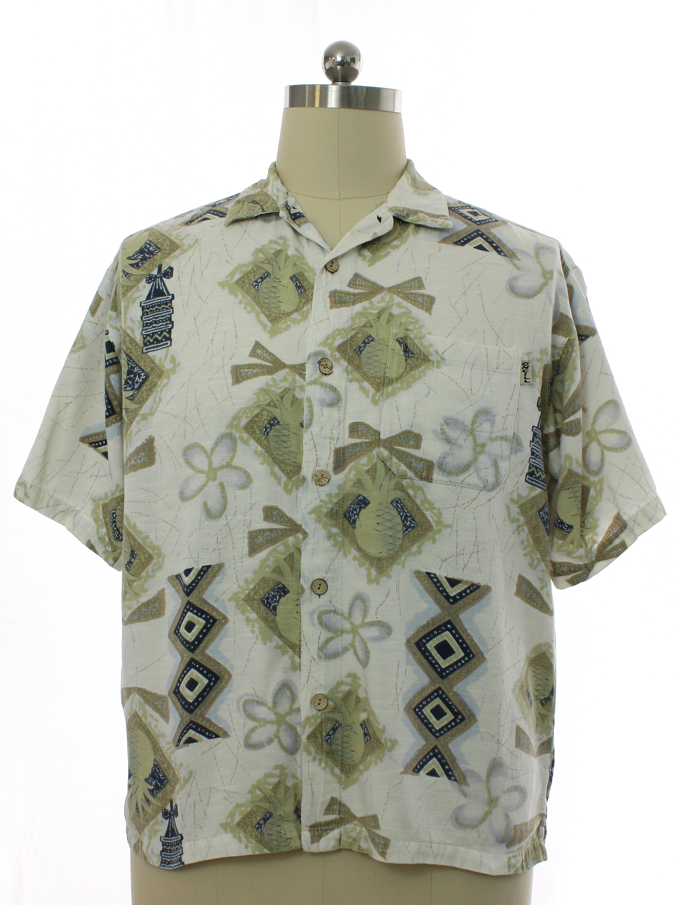 90's Vintage Hawaiian Shirt: 90s -Reyn Spooner- Mens ivory