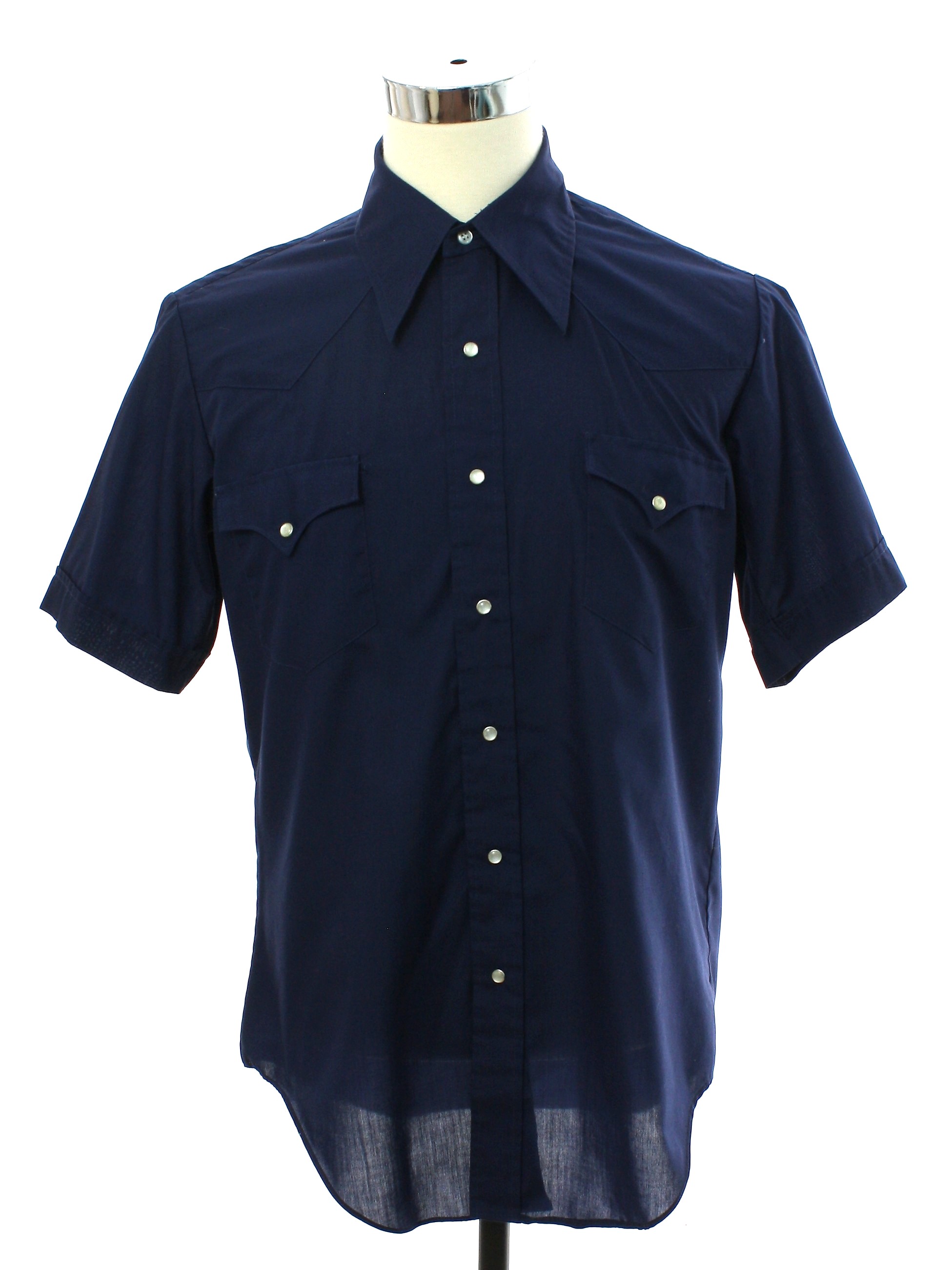 Retro Seventies Western Shirt: 70s -JC Penney- Mens navy blue ...