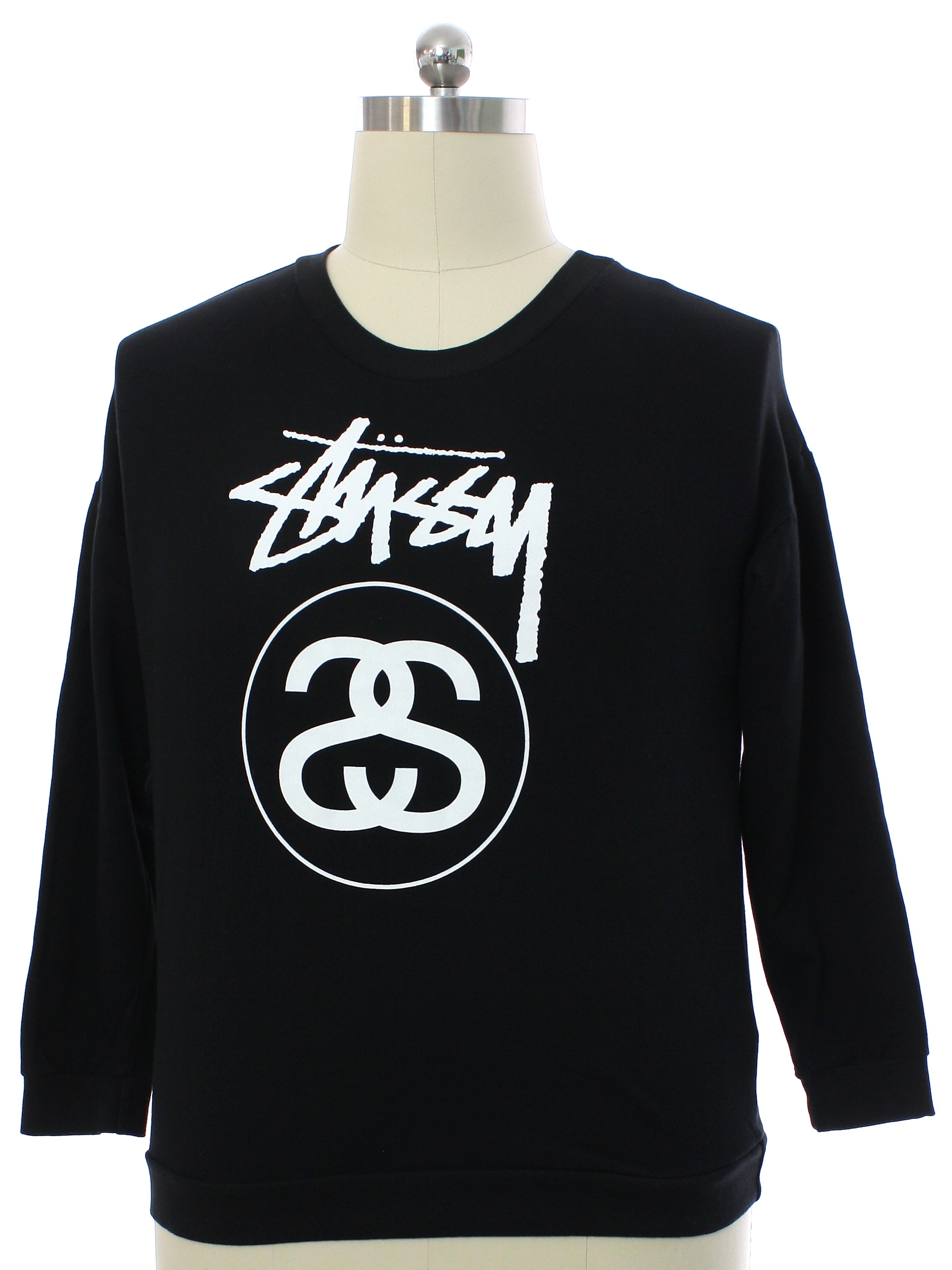Retro 1990s Shirt: 90s -Stussy, Made in USA- Mens black background
