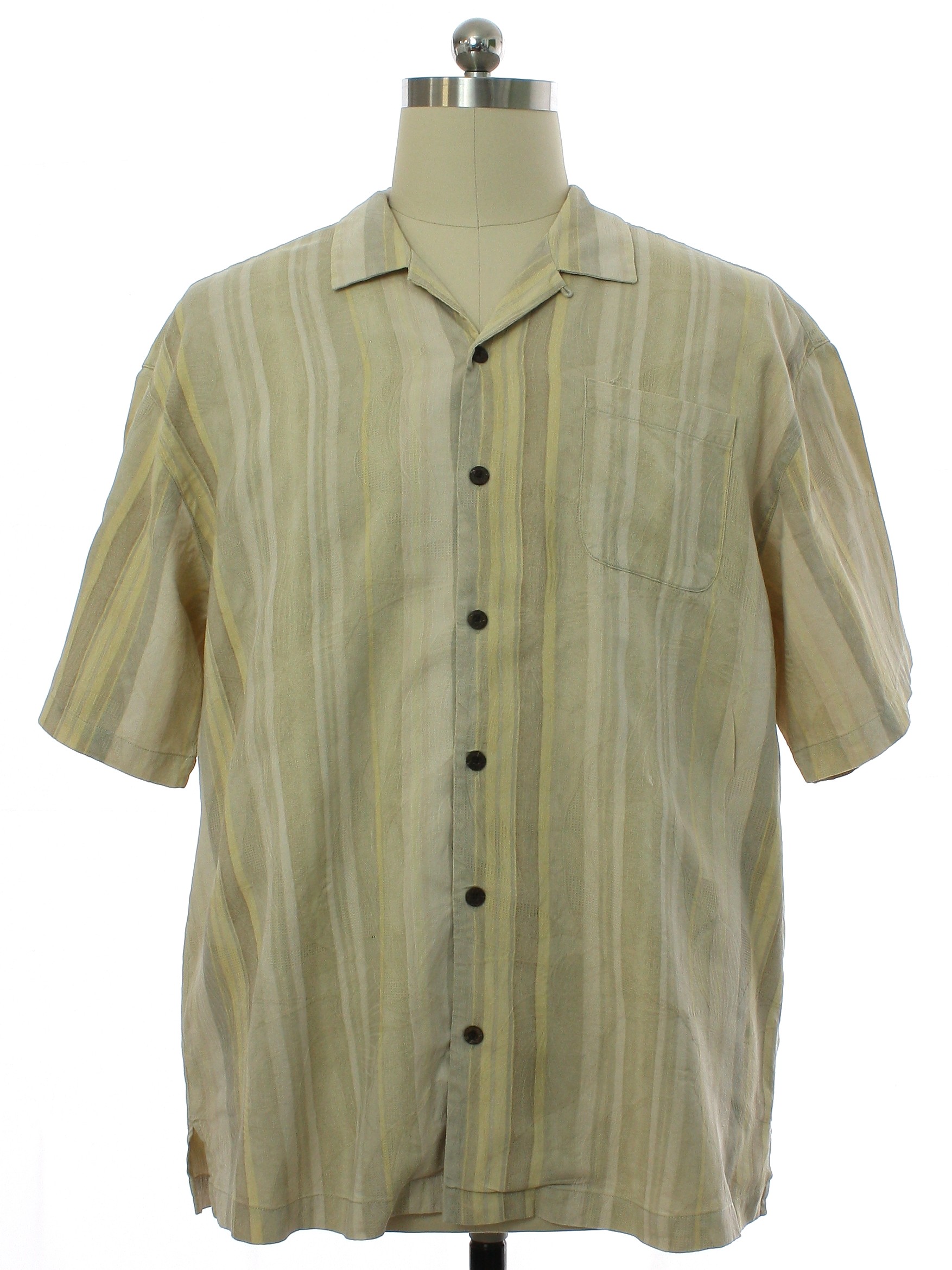 Hawaiian Shirt: 90s -Tommy Bahama- Mens ivory background with tan ...