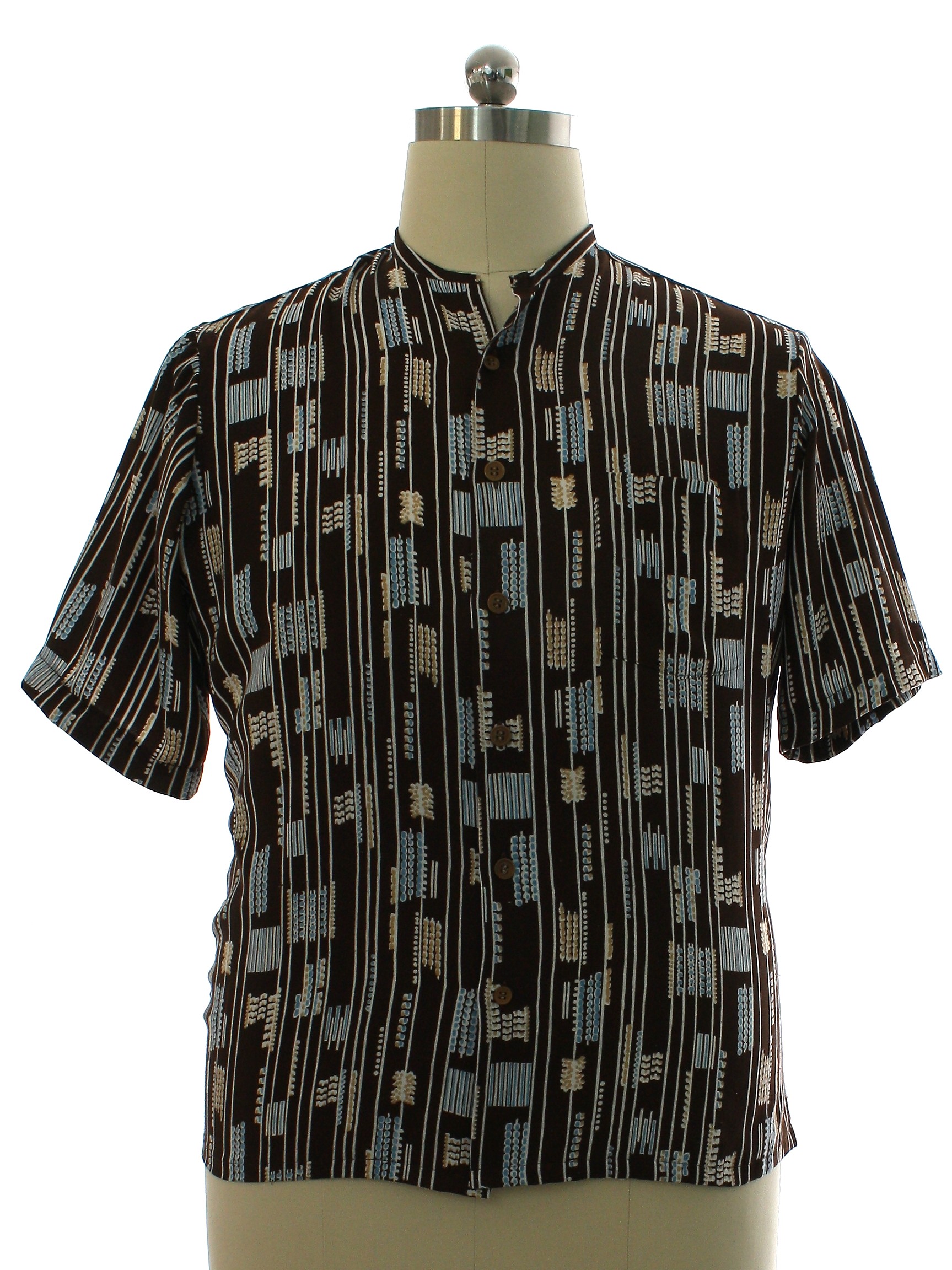 80's Vintage Print Disco Shirt: 80s -Home Sewn- Mens shades of brown ...