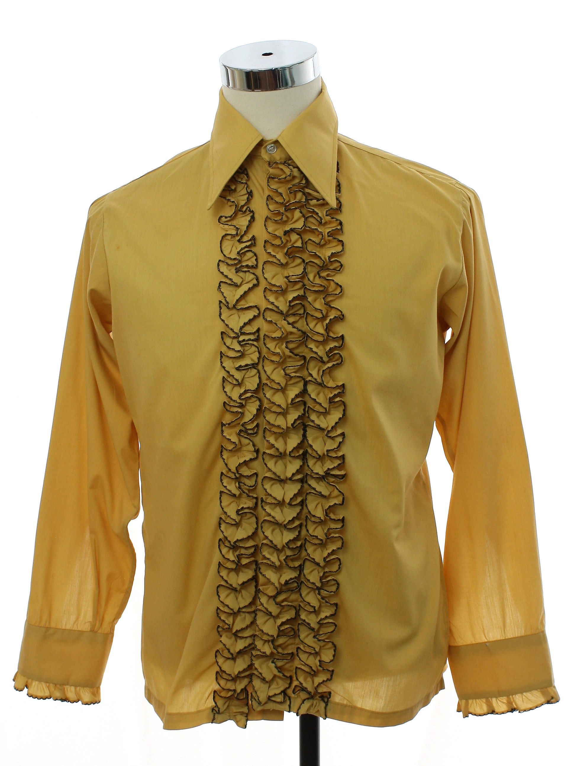 Gold No Collar Tuxedo Shirt