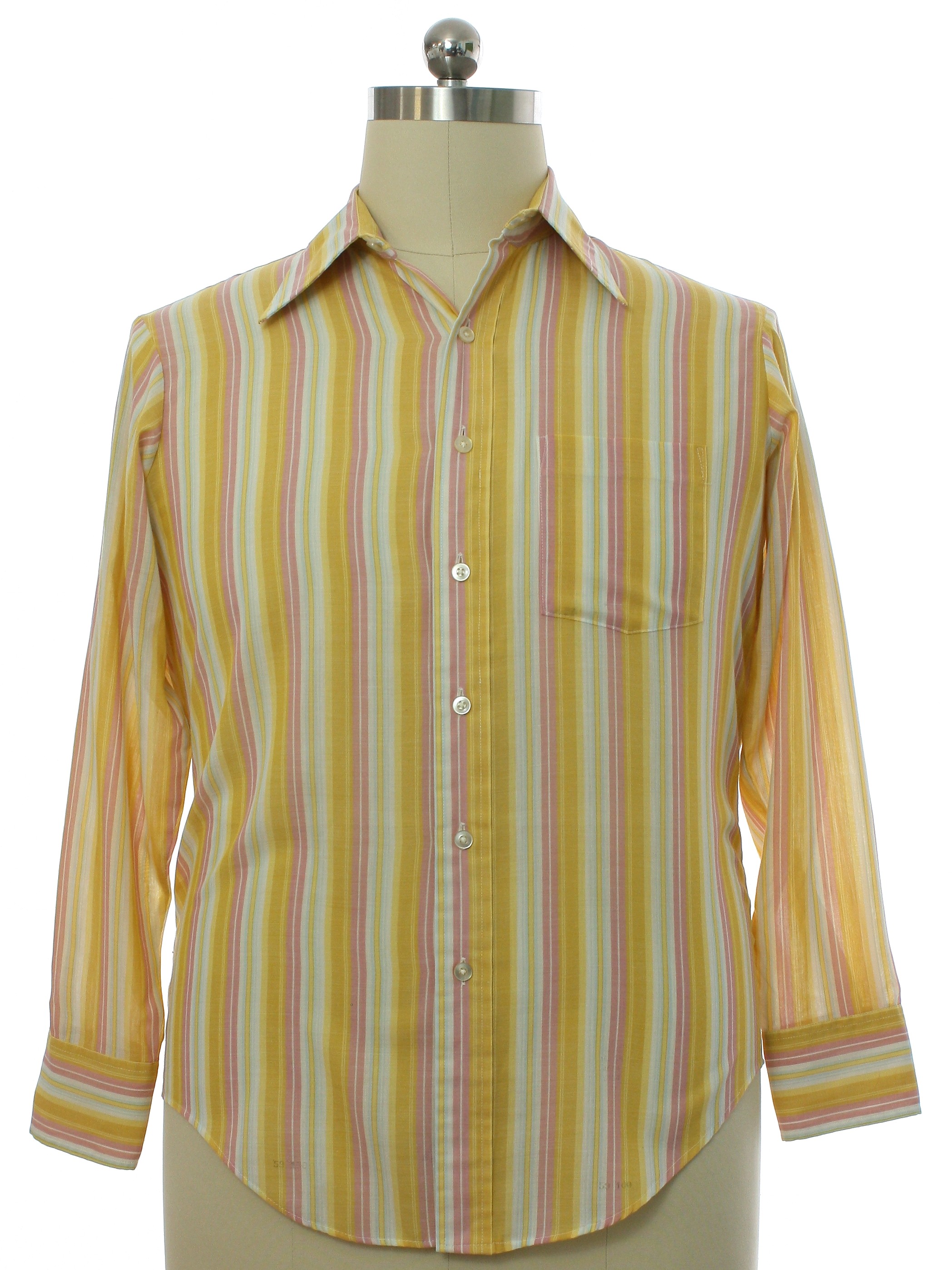 Sixties Vintage Shirt: Late 60s -HuntChiff- Mens yellow, pink, white ...