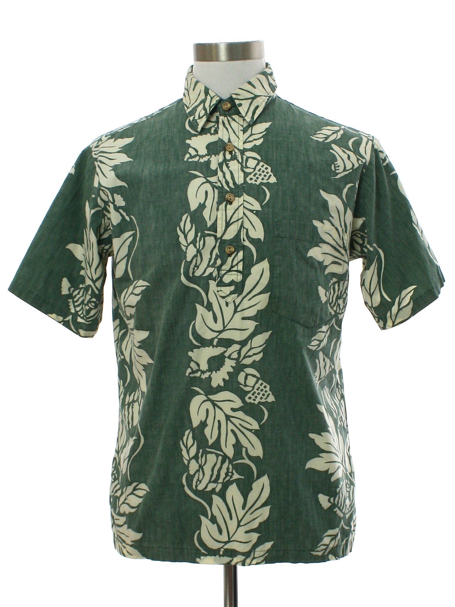 Vintage RJC 90's Hawaiian Shirt: 90s -RJC- Mens green reverse print ...