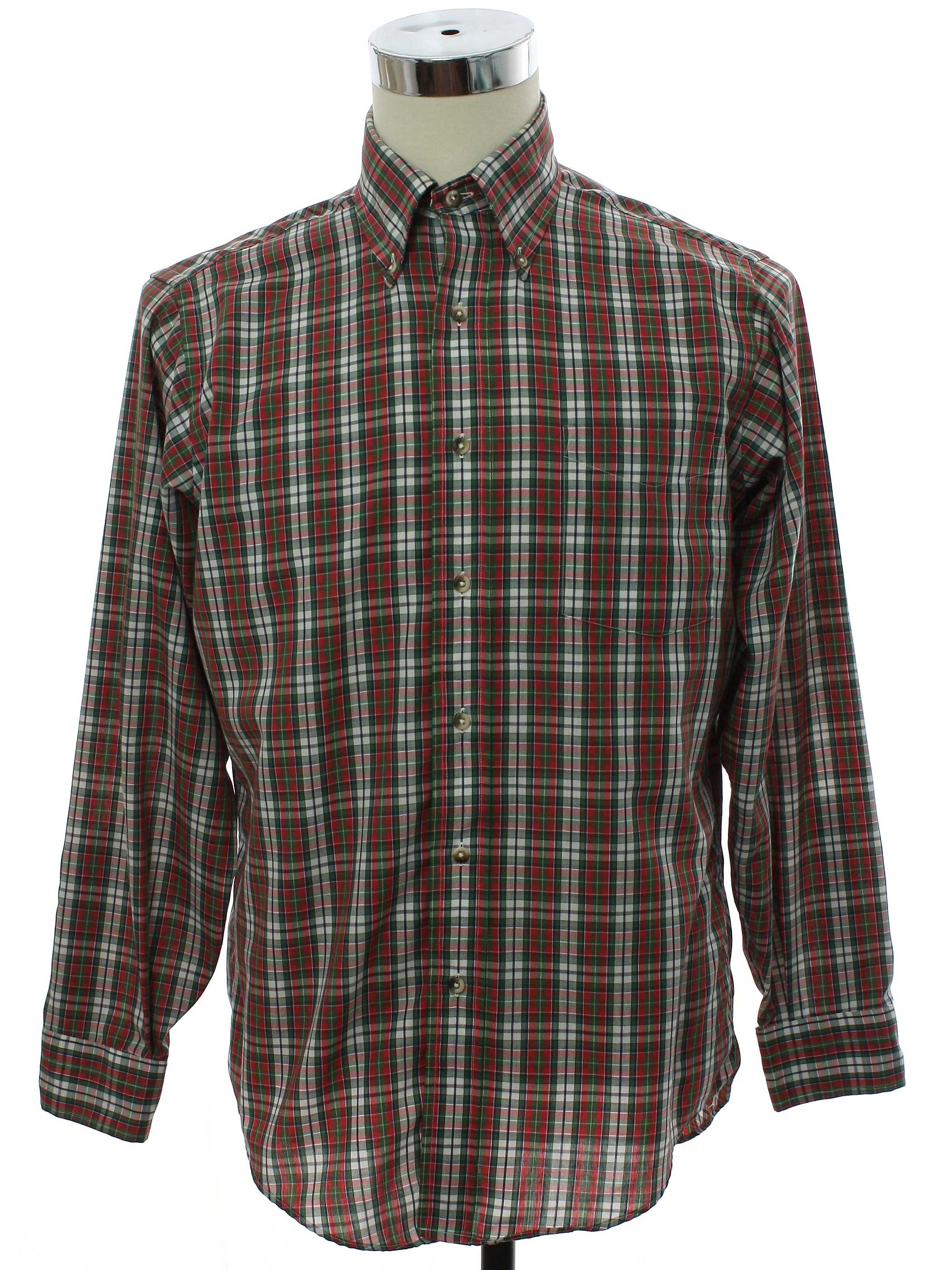 80s Retro Shirt: 80s -Nordstrom- Mens red, white, navy, and green plaid ...