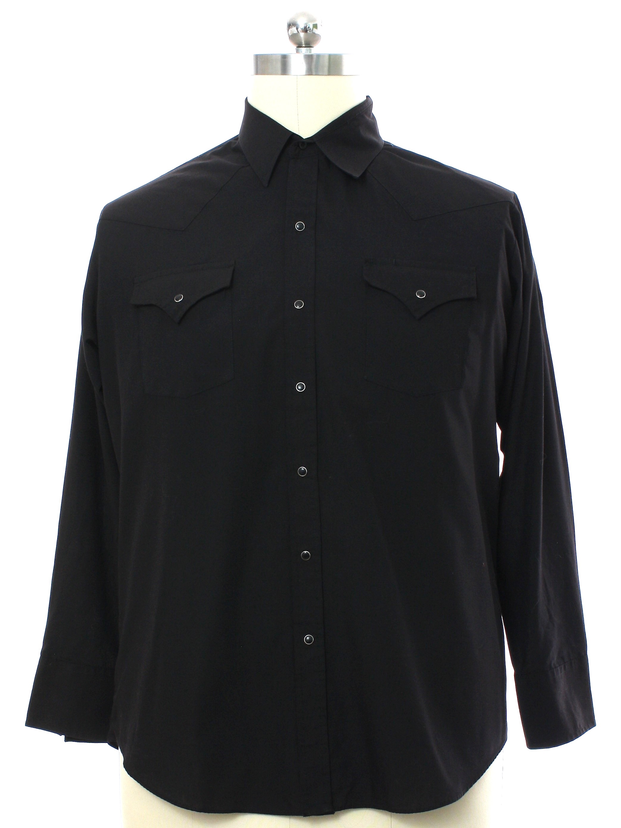 Western Shirt: 90s -Ely Cattleman- Mens black background polyester ...