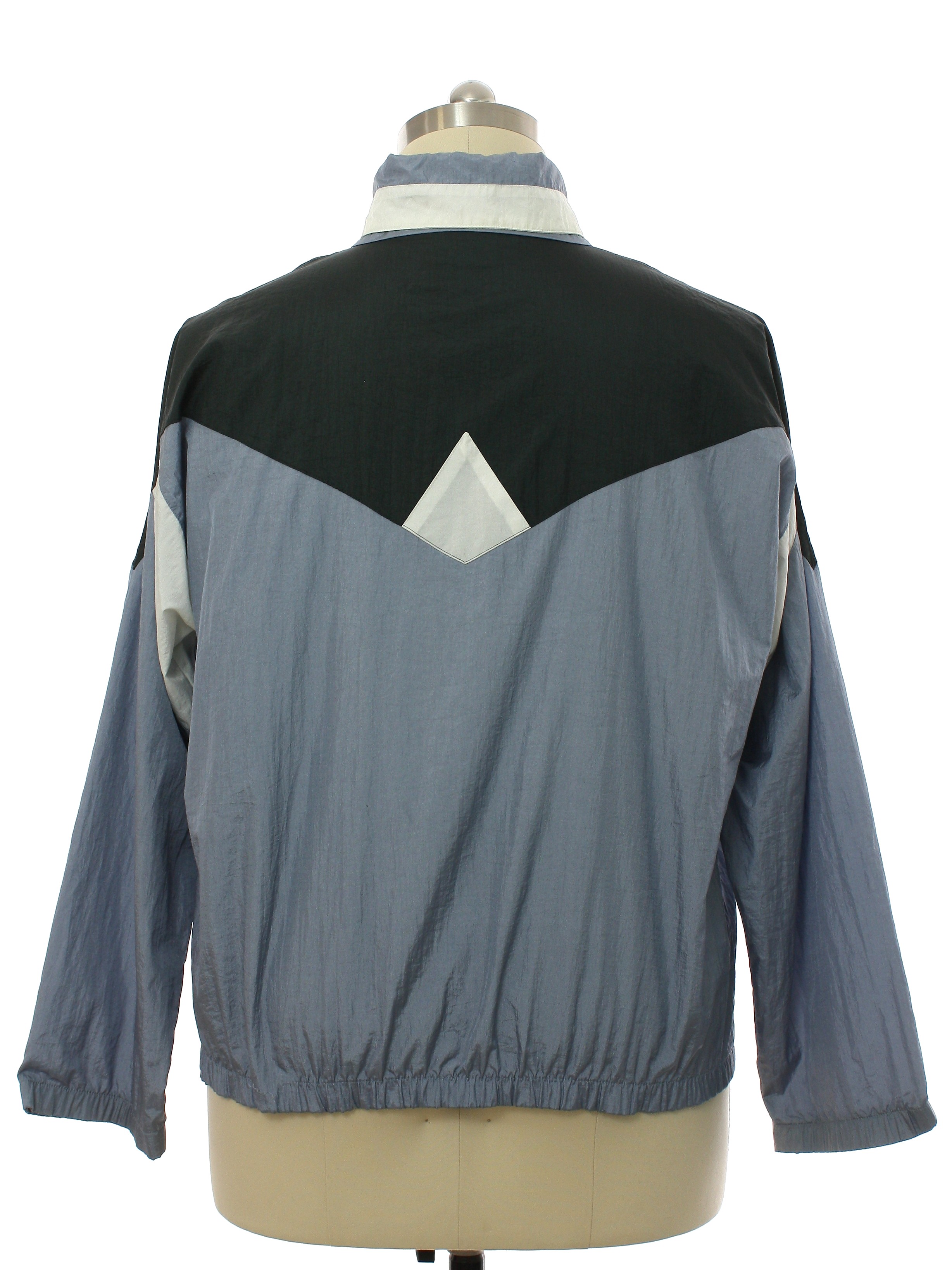 Jacket: 90s -Dunlop- Mens bluish gray background nylon shell 