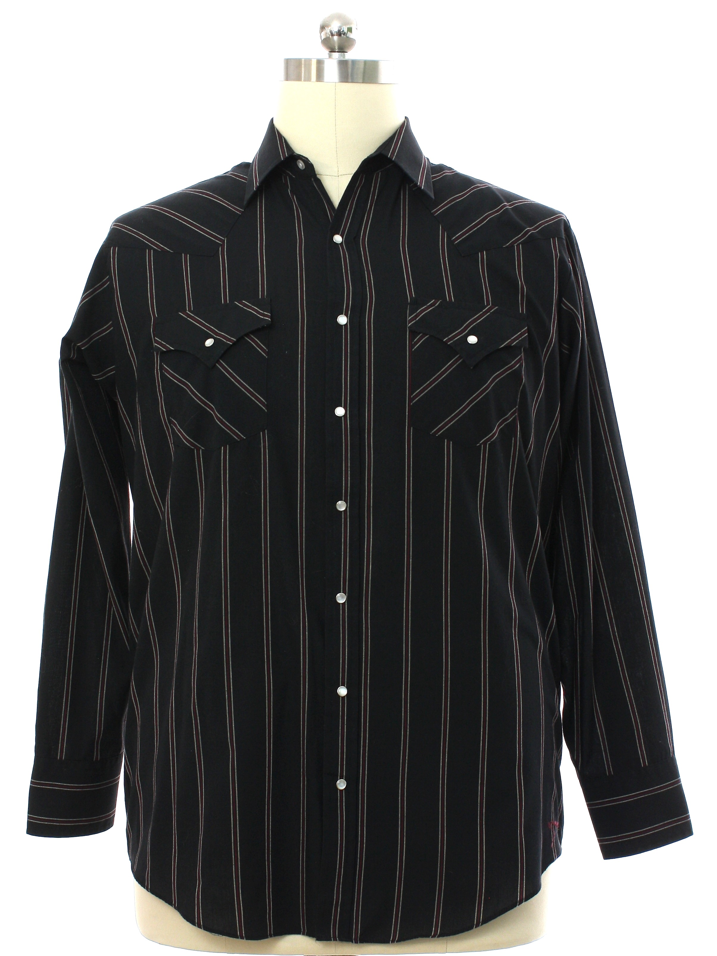 Western Shirt: 90s -plains Western Wear- Mens Black Background 