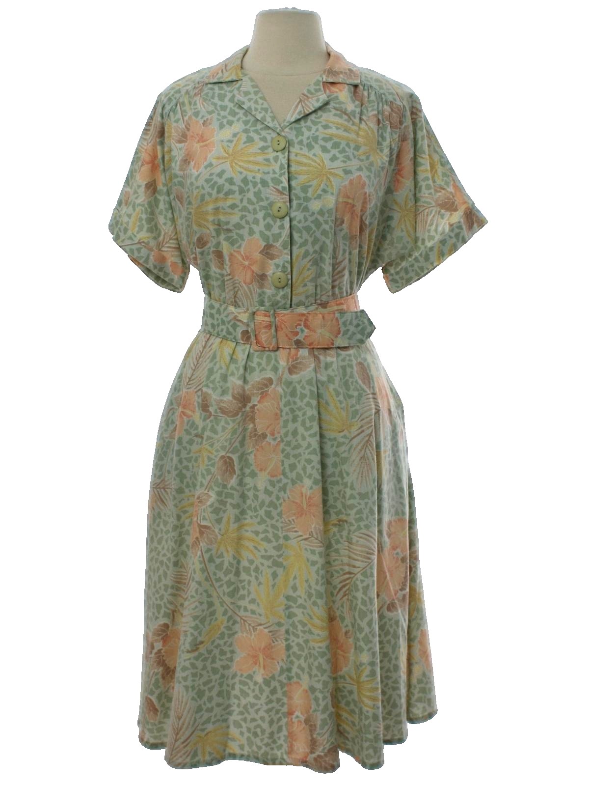 Miss Oops 1980s Vintage Dress: 80s -Miss Oops- Womens sage green and ...