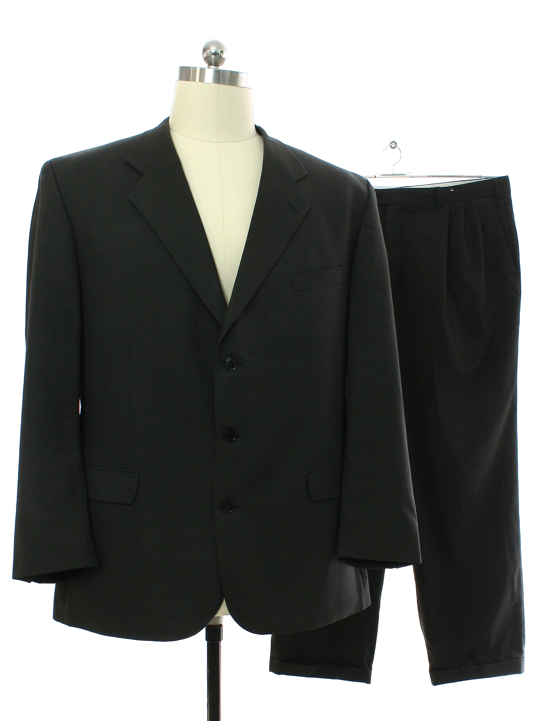 Retro 90s Suit (Bachrach) : 90s -Bachrach- Mens green with black wool ...