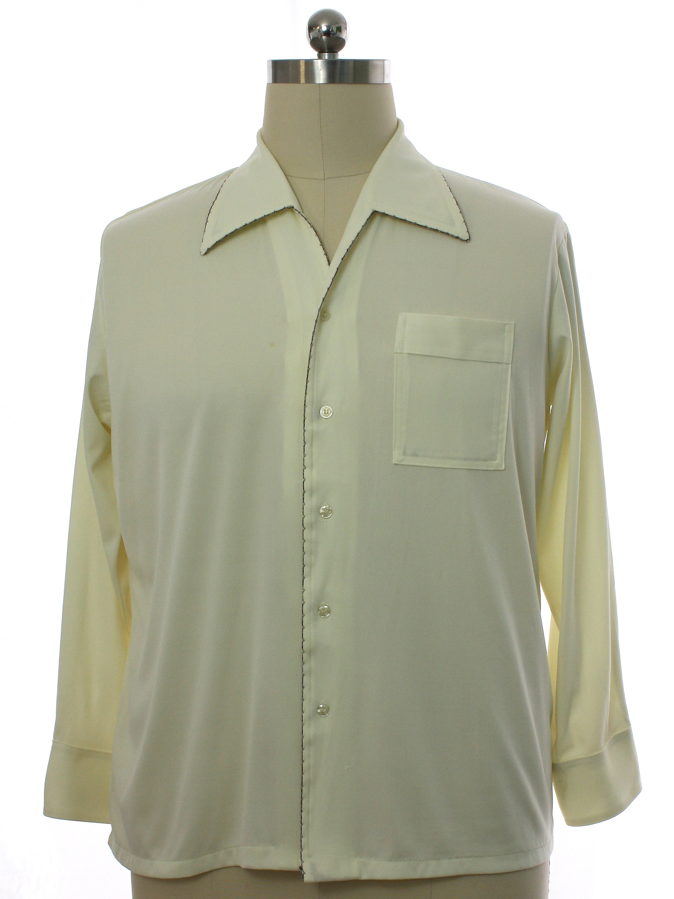 70's Montgomery Ward Disco Shirt: 70s -Montgomery Ward- Mens cream ...