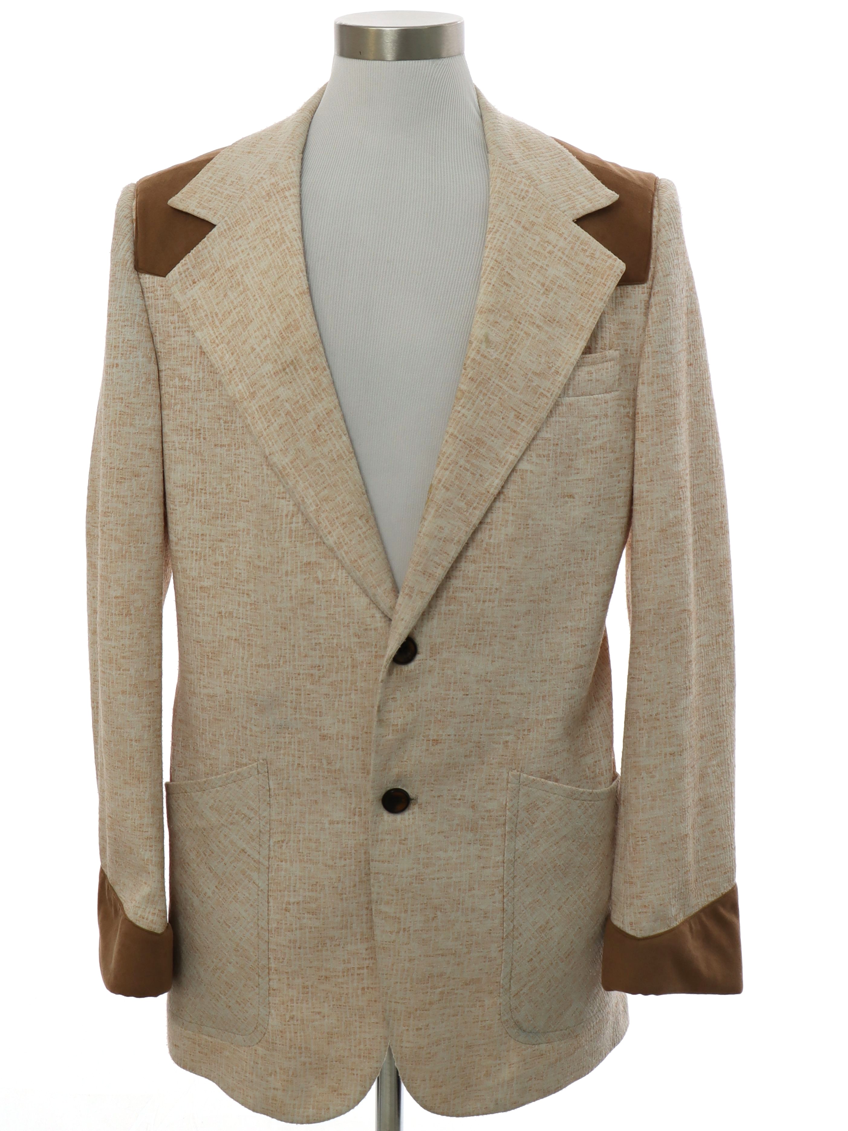 Sears Seventies Vintage Jacket: 70s -Sears- Mens ivory and tan textured ...
