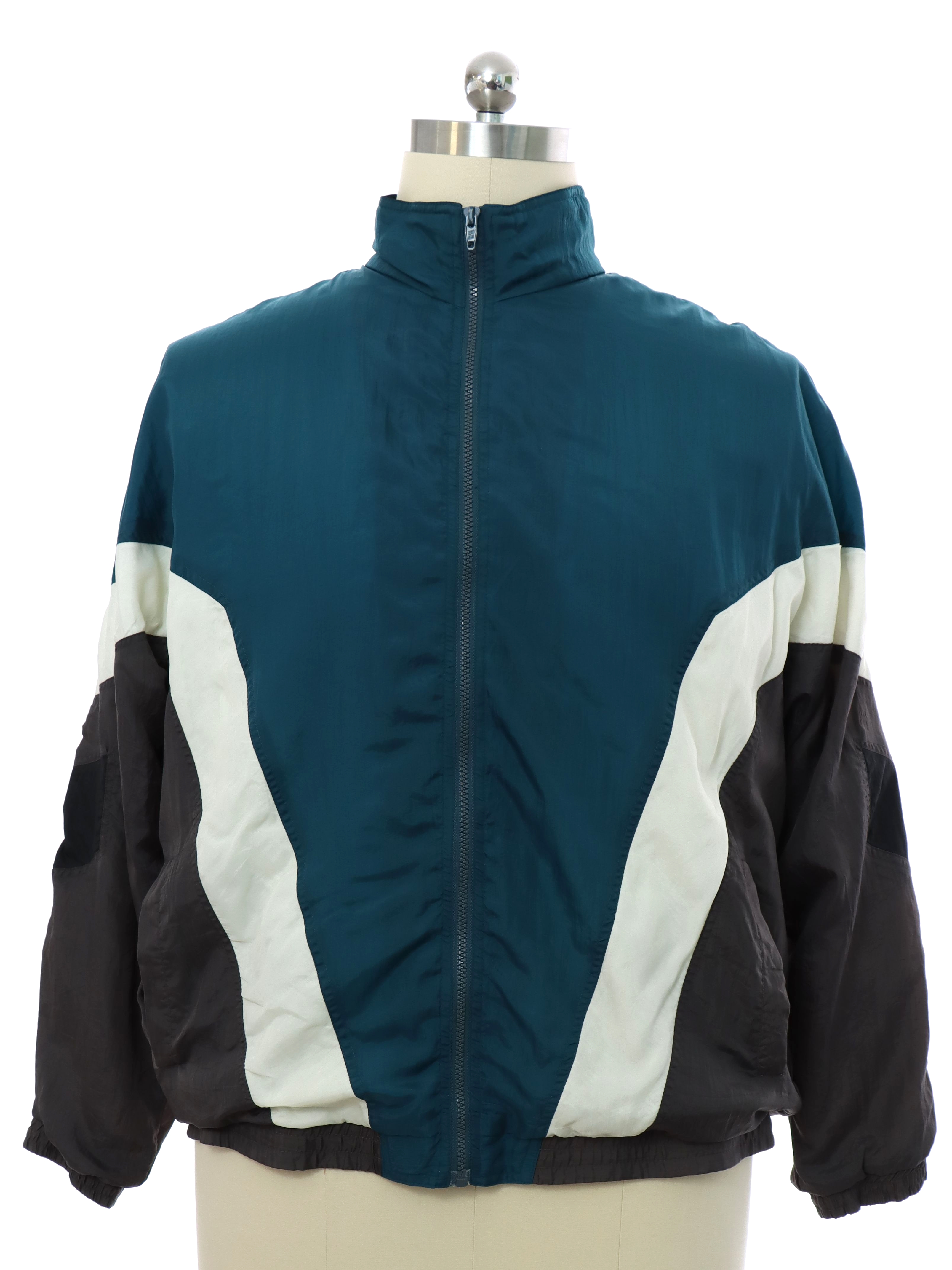 80s Retro Jacket: Late 80s -Missing Label- Mens teal, ivory, and ...