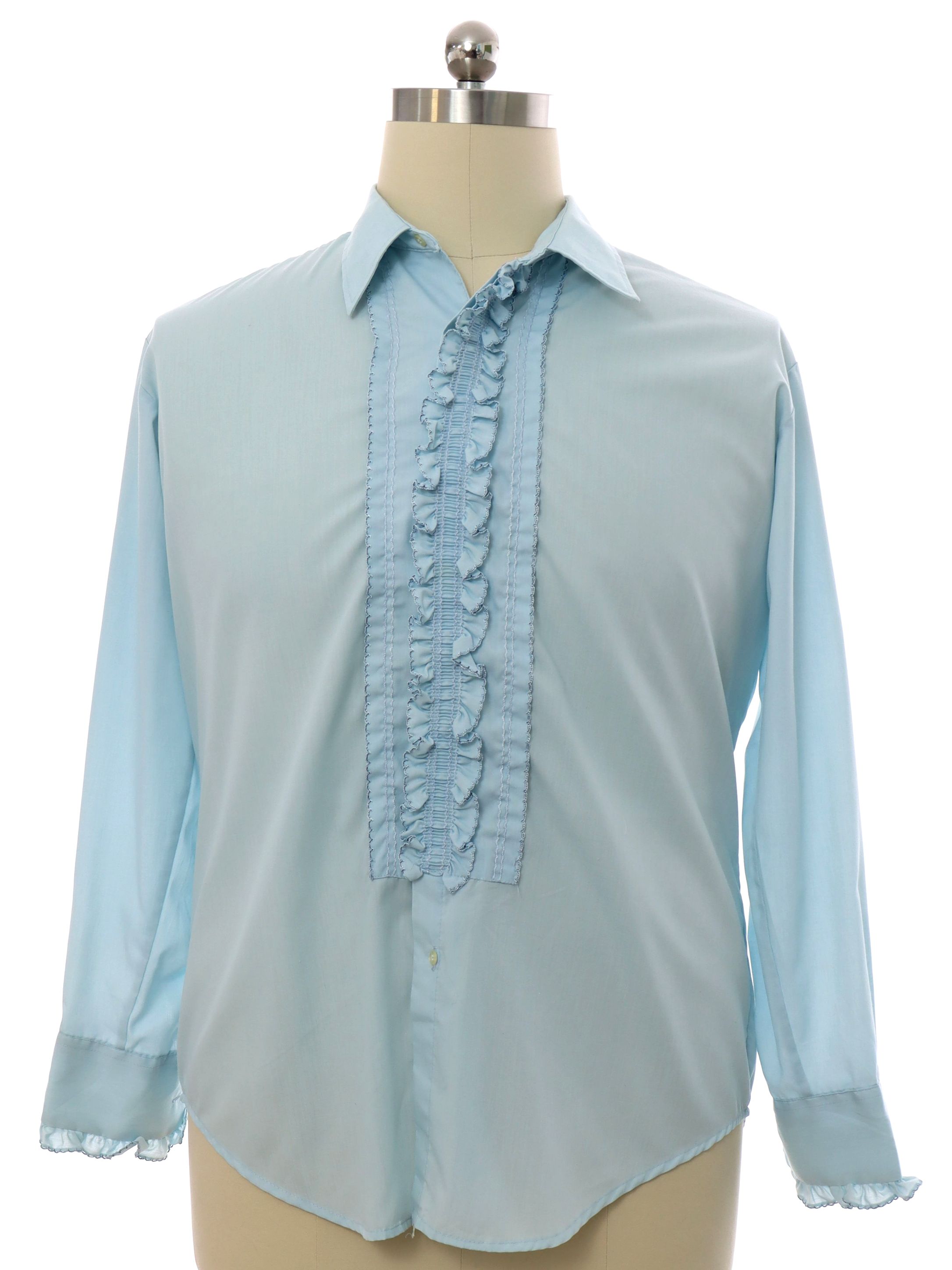 Mens blue ruffled tuxedo on sale shirt