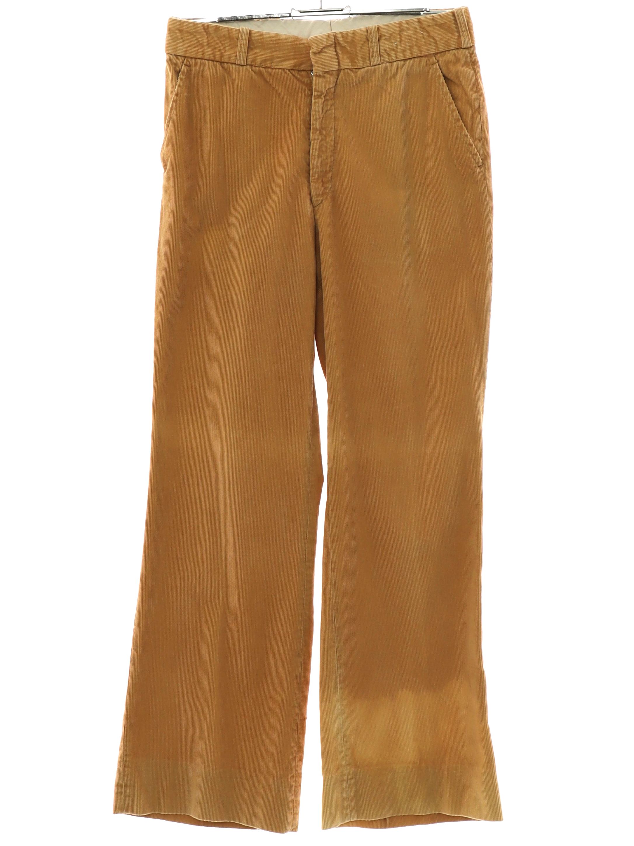 70's Vintage Flared Pants / Flares: 70s -No Label- Mens butterscotch ...