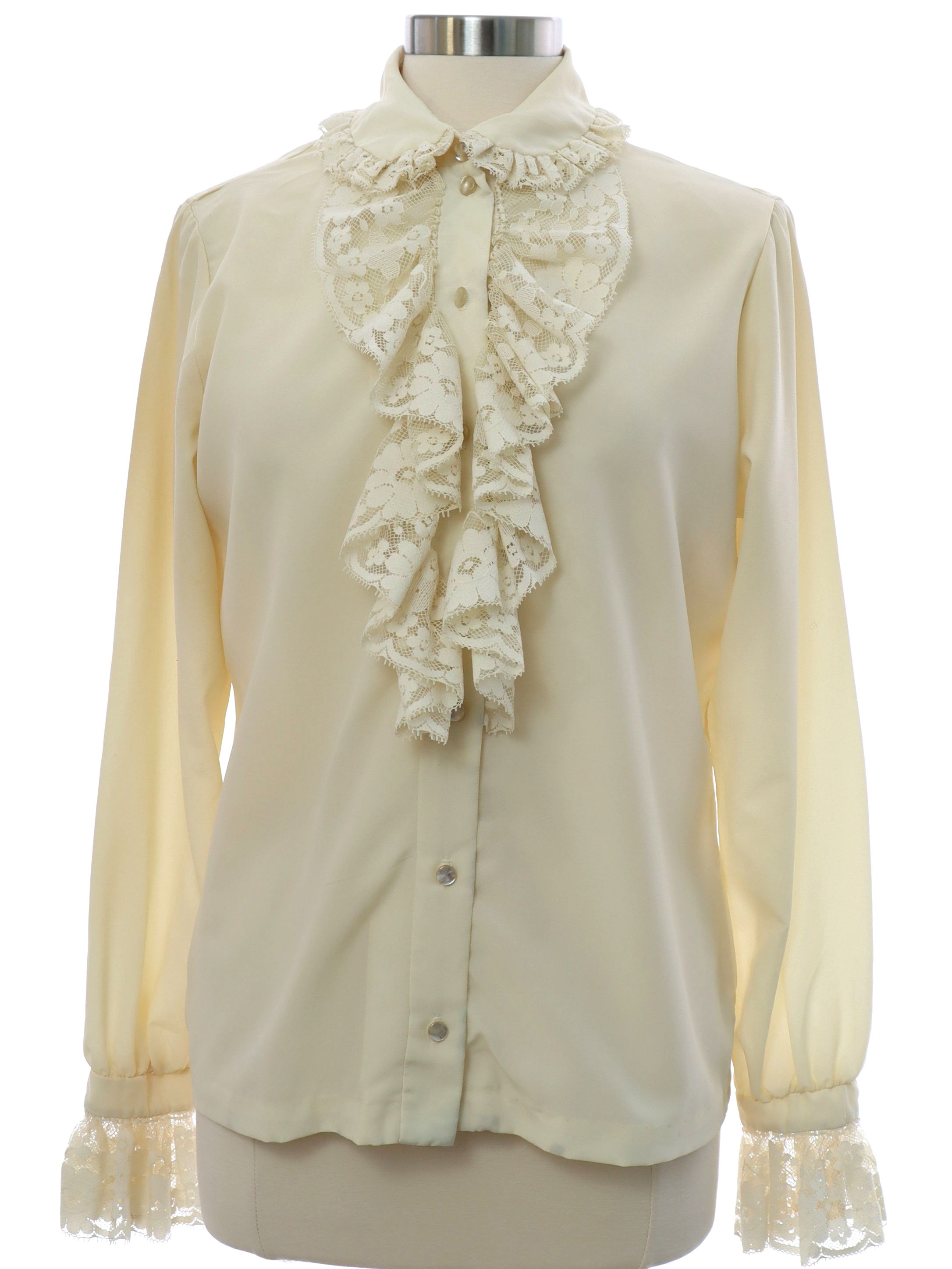 Lee Mar 1970s Vintage Shirt: 70s -Lee Mar- Womens cream slightly sheer ...