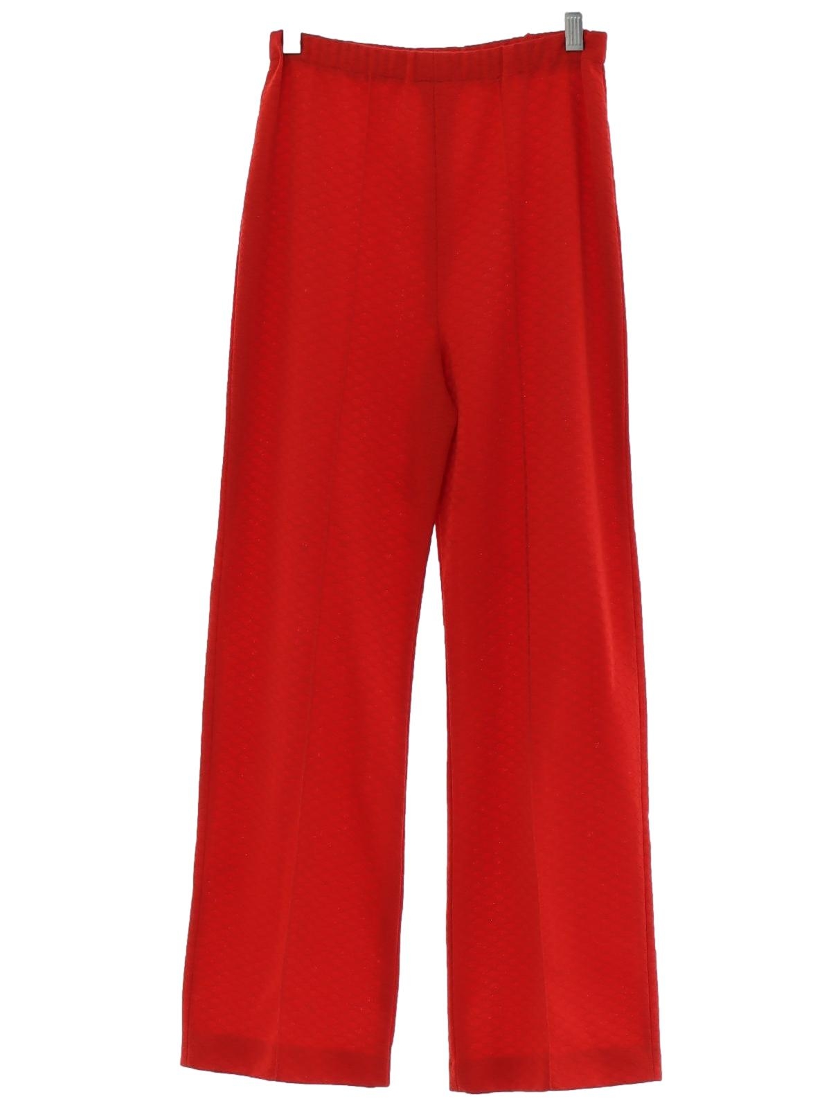 1970's Flared Pants / Flares: 70s -No Label- Womens red solid colored ...