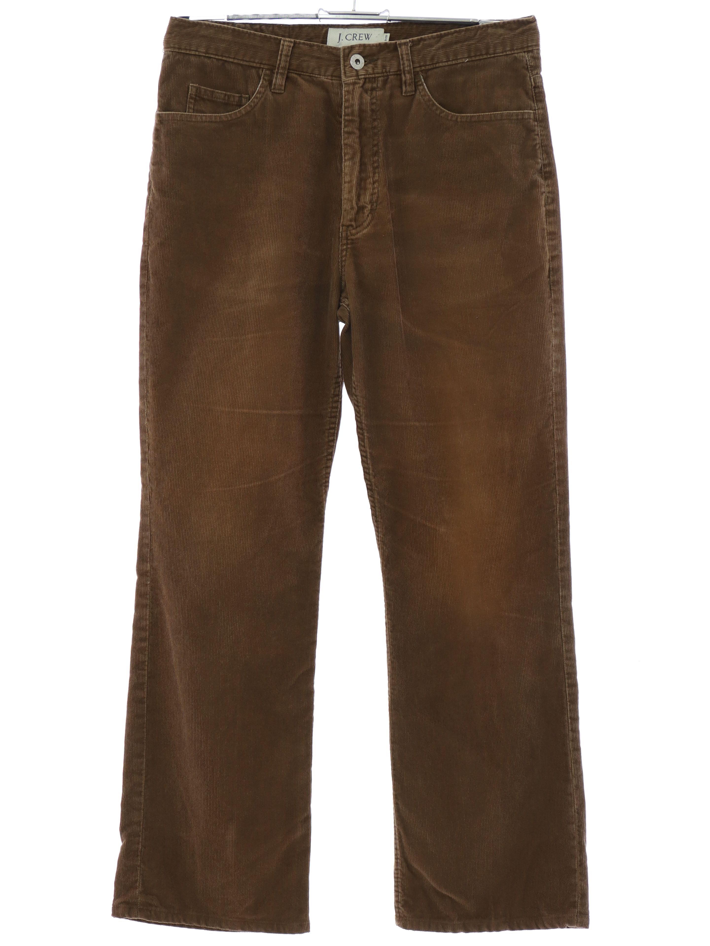 Pants: 90s -J. Crew- Mens brown cotton corduroy flat front thin