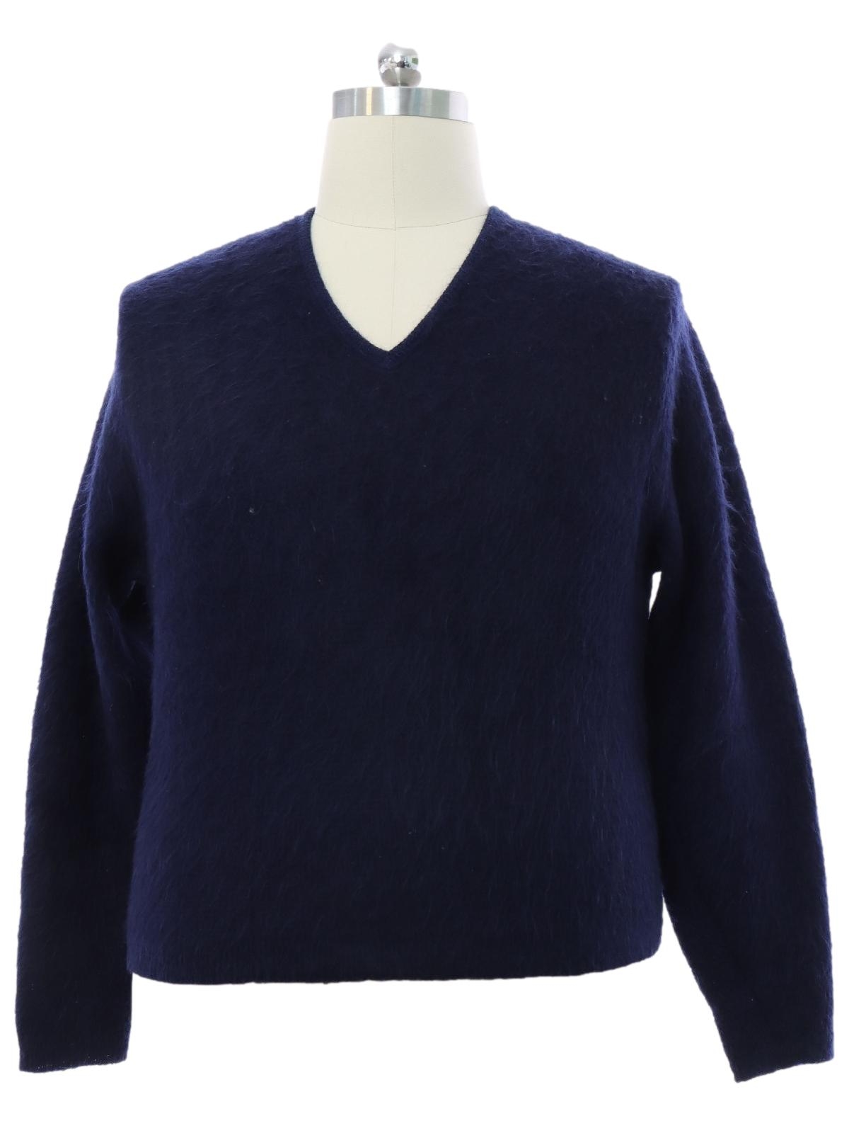Retro Sixties Sweater: 60s -Sears- Mens navy blue mohair wool blend ...