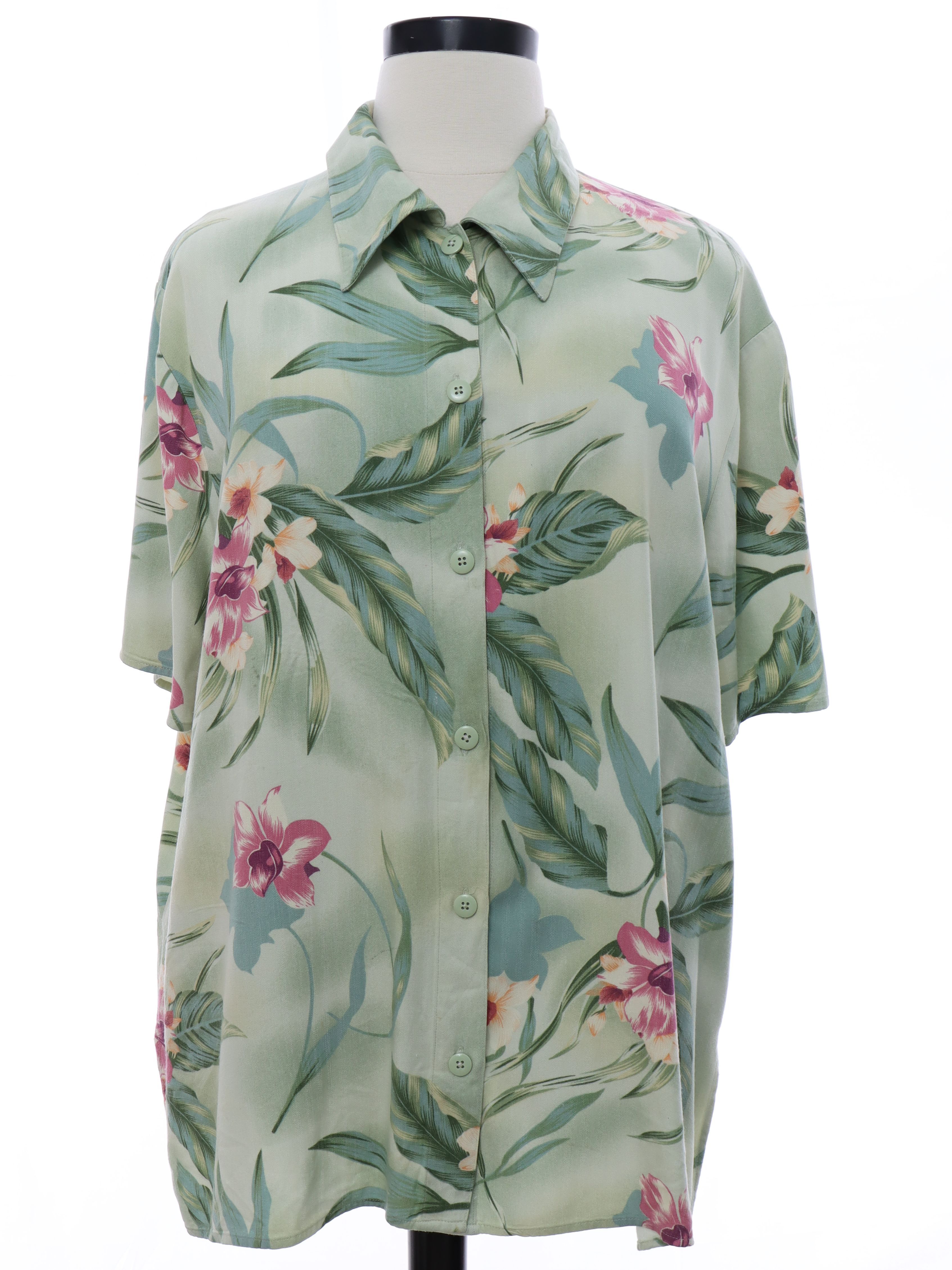 Sage Green Floral Hawaiian Shirt 