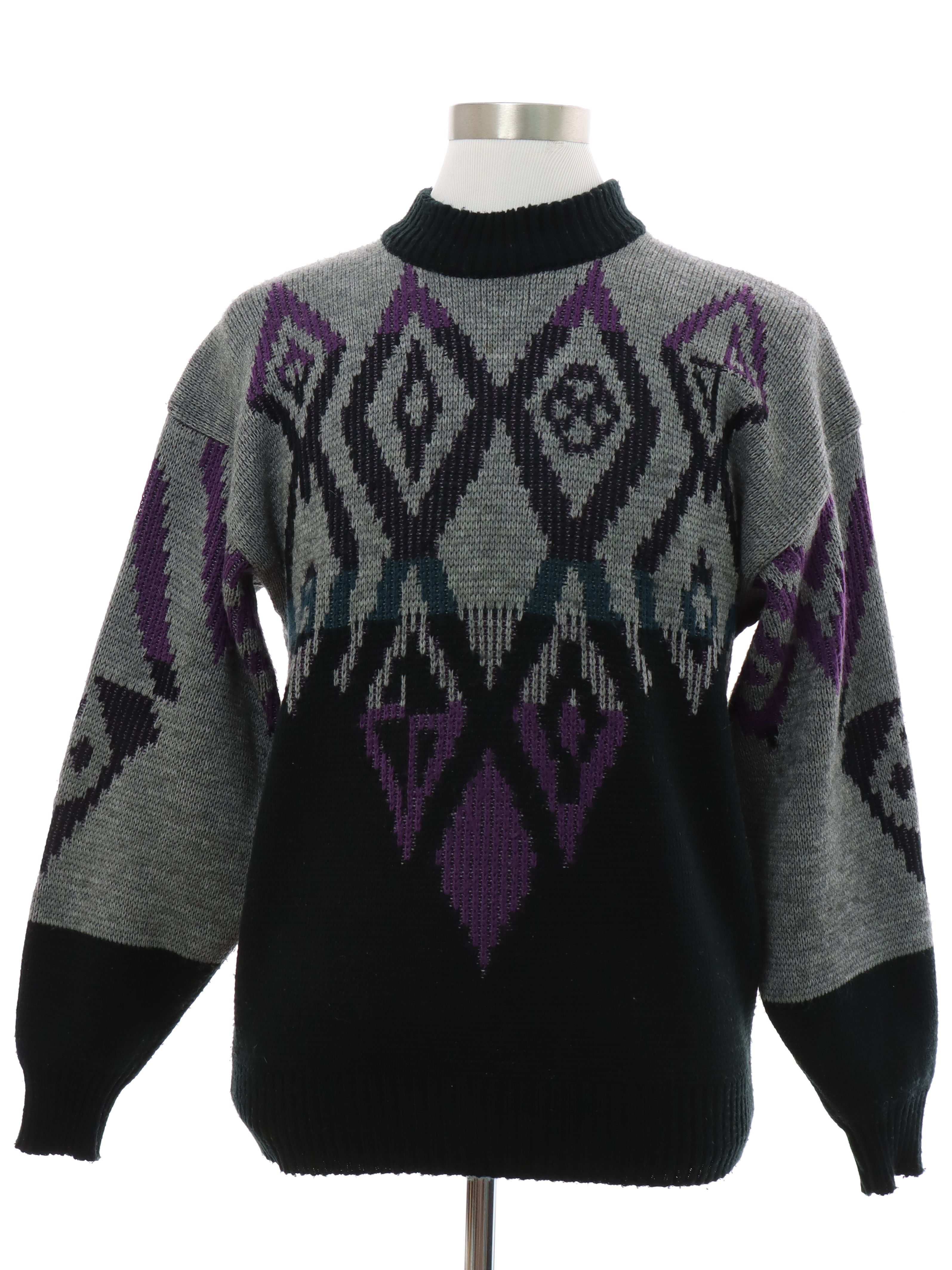 80s Sweater (Michael Gerald): 80s -Michael Gerald- Mens black and gray ...
