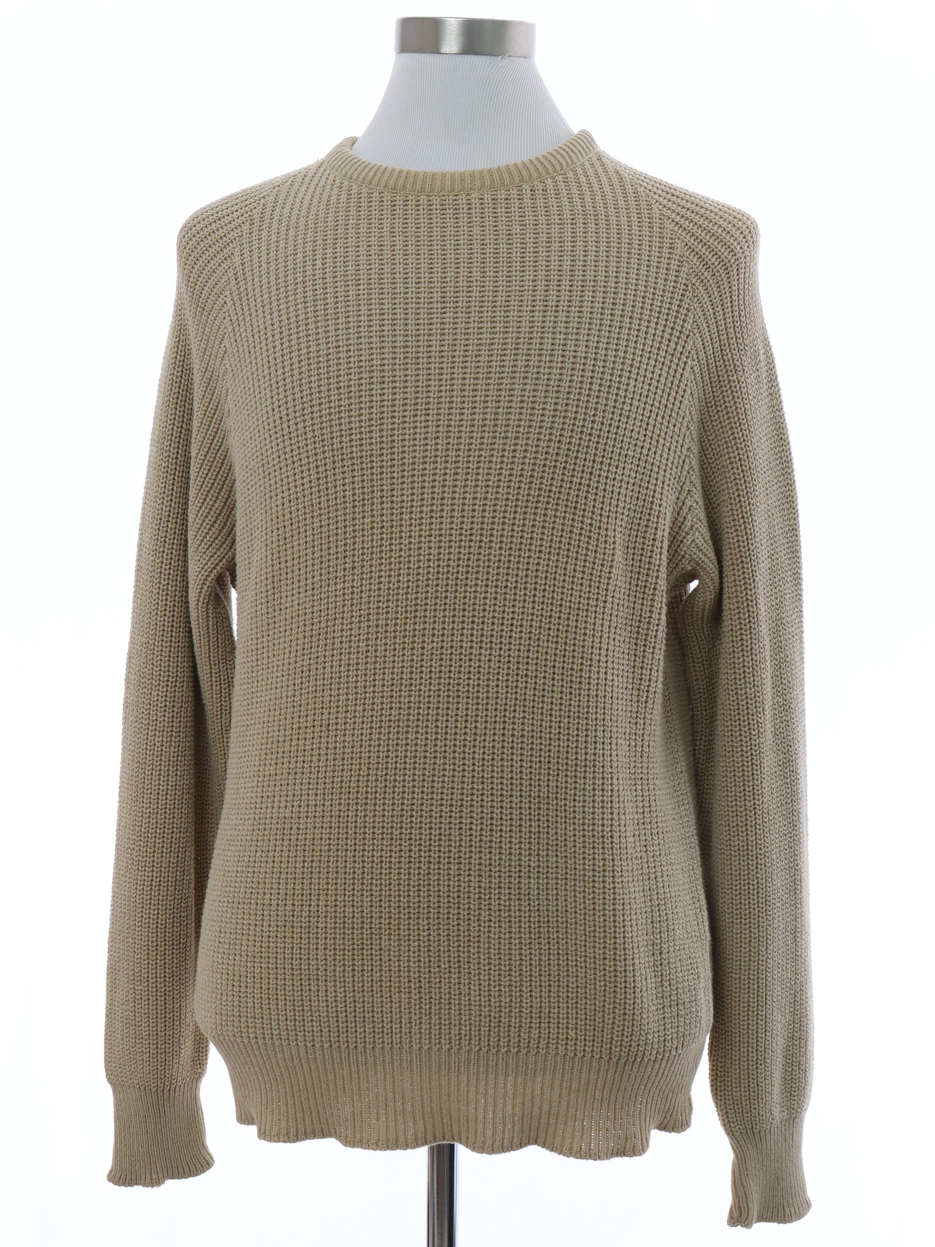 1980s Jantzen Sweater: 80s -Jantzen- Mens tan acrylic cotton blend ...