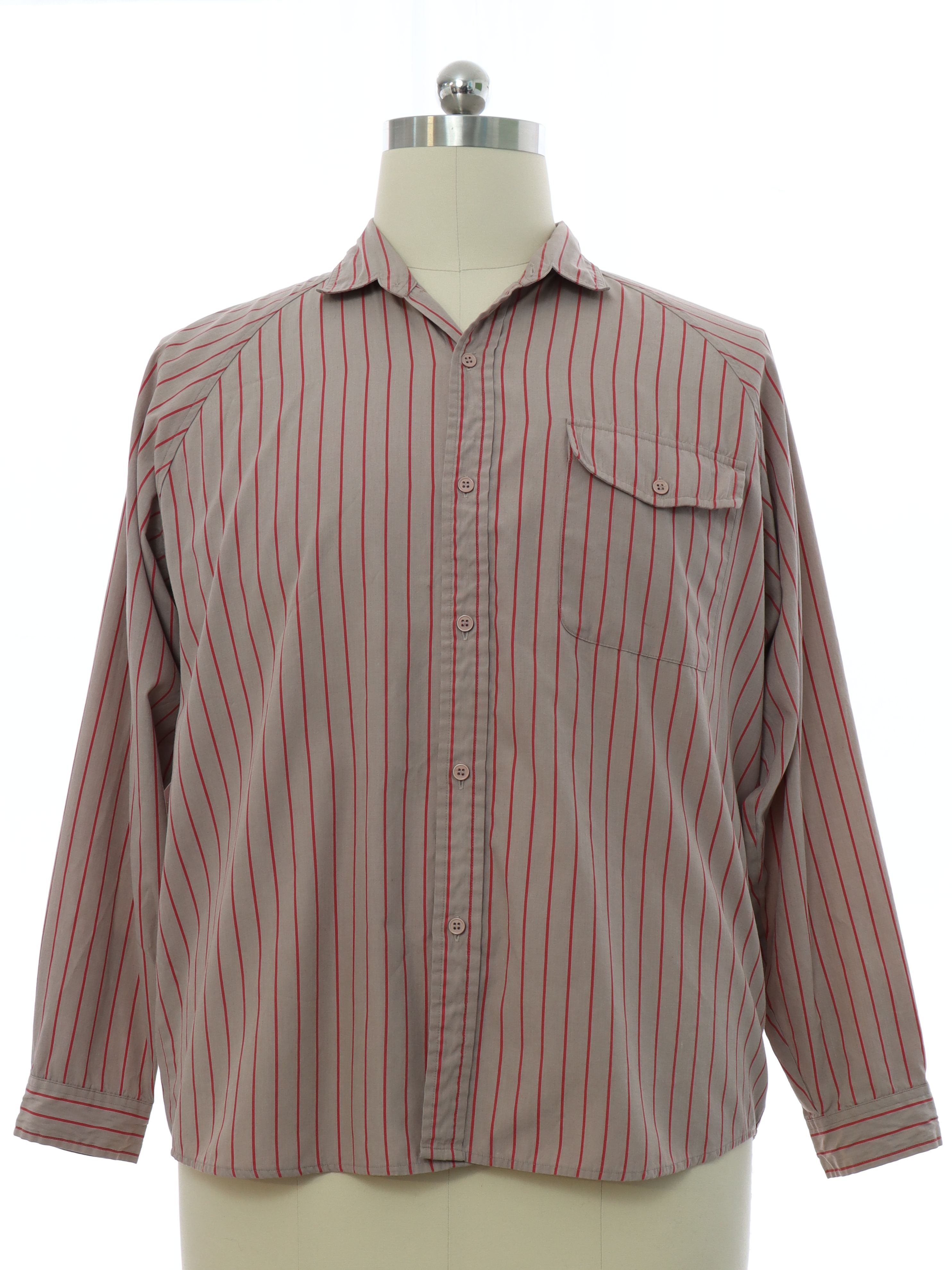 Vintage Brittania 80's Shirt: 80s -Brittania- Mens taupe with red ...