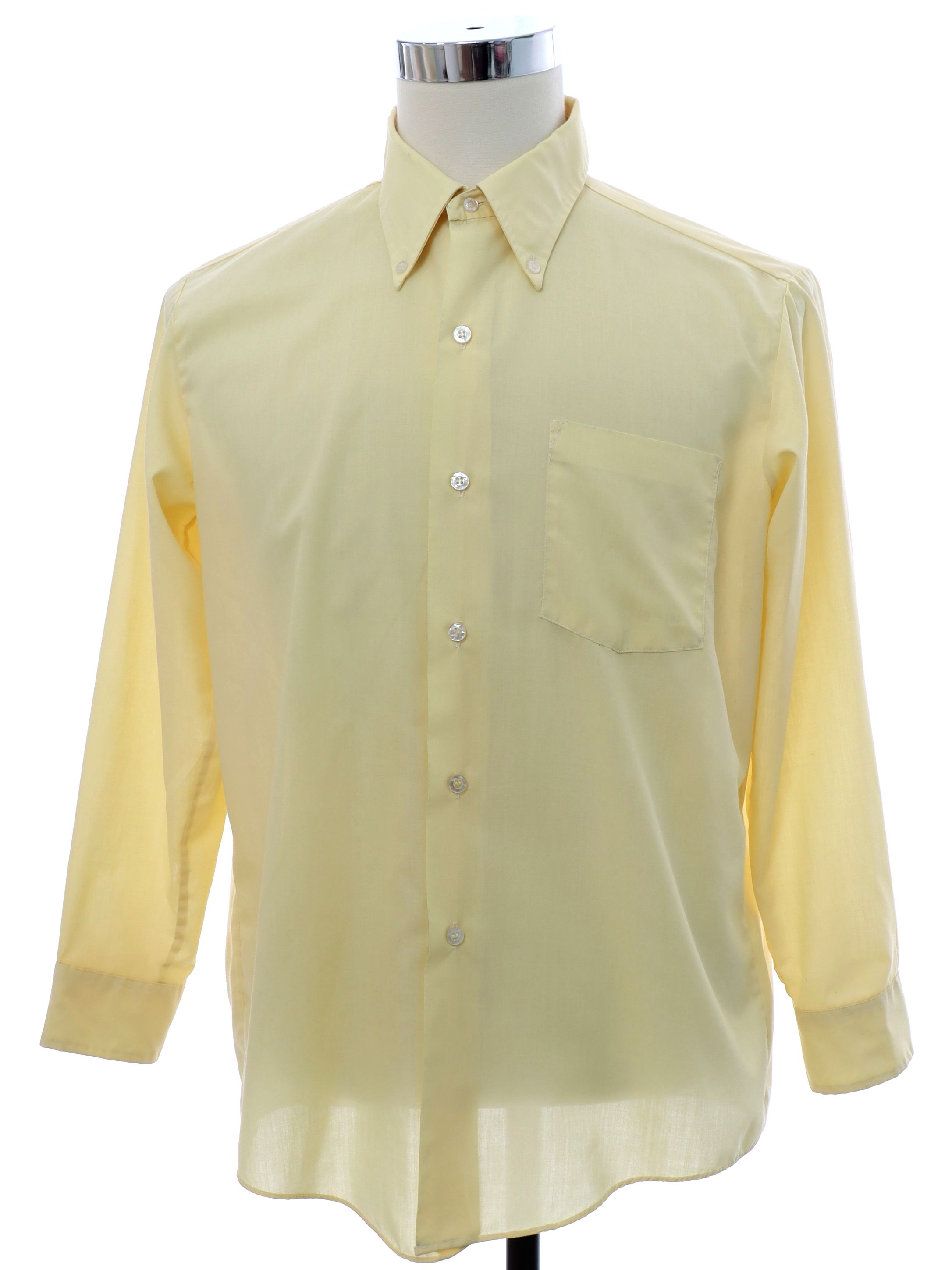 Retro 60s Shirt (Park Ave) : Late 60s -Park Ave- Mens yellow polyester ...