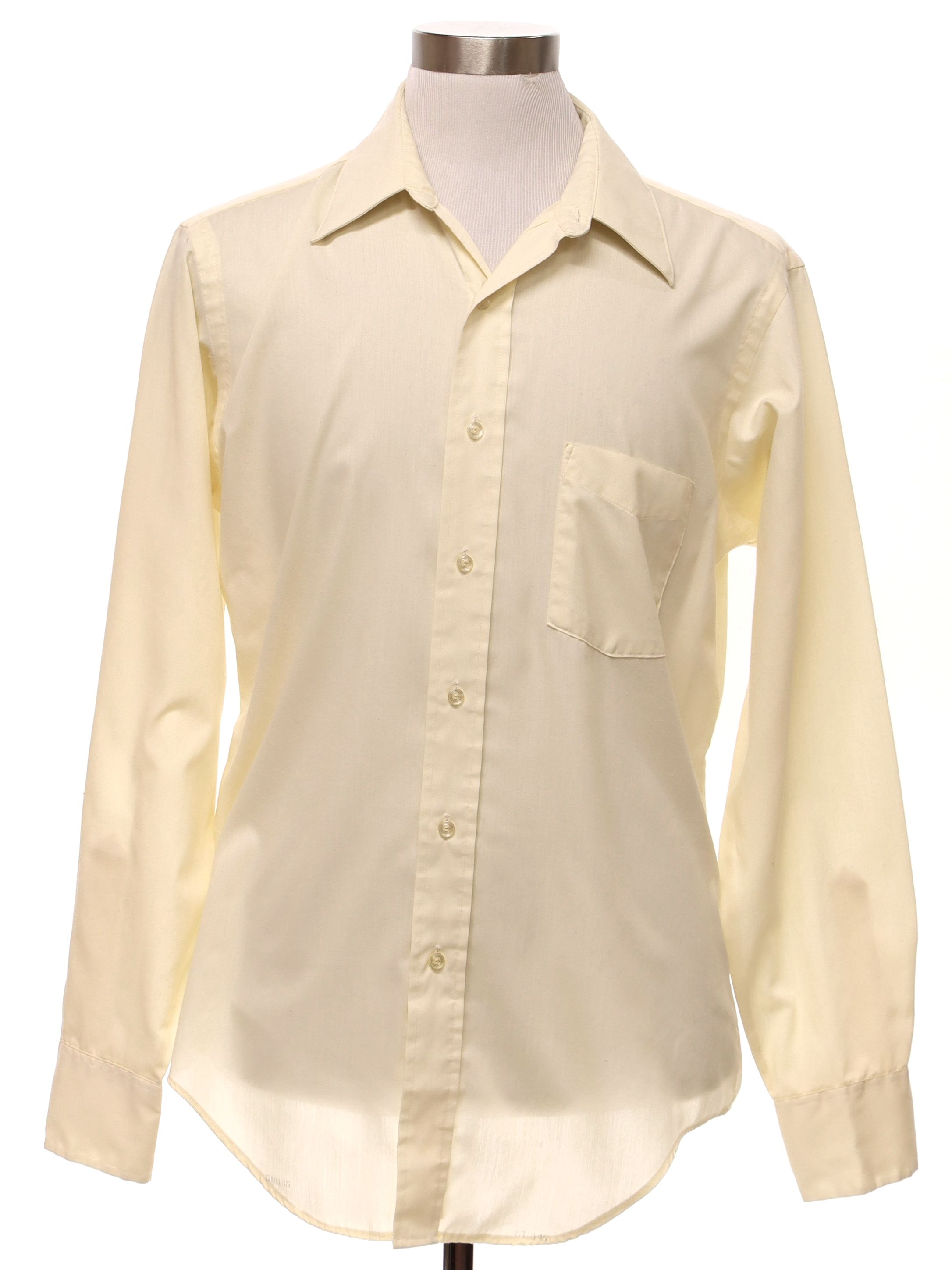 1980's Shirt (JC Penney): 80s -JC Penney- Mens cream polyester cotton ...