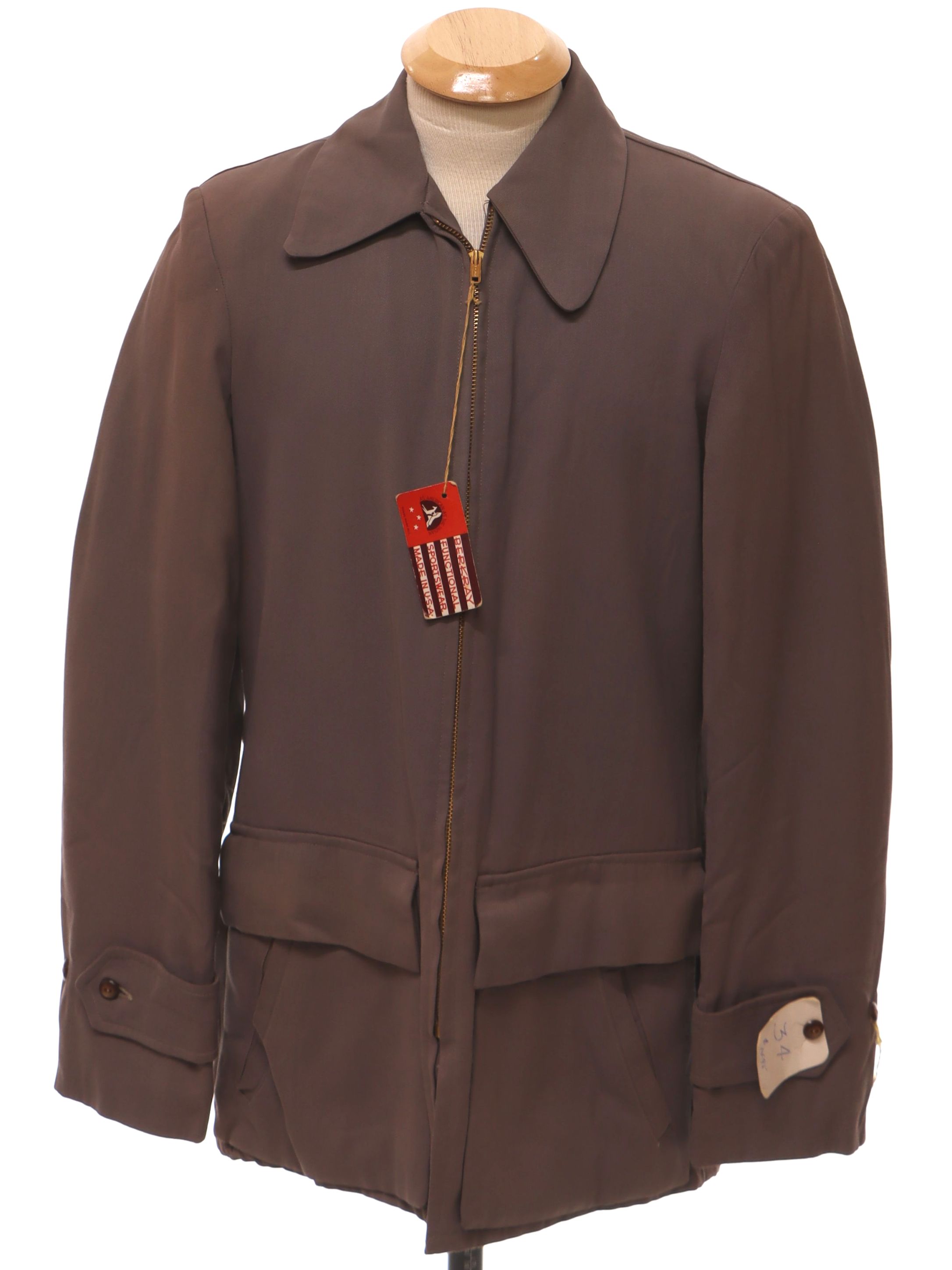 Vintage 50s Jacket: 50s -Berkray- Mens dusty violet grey wool
