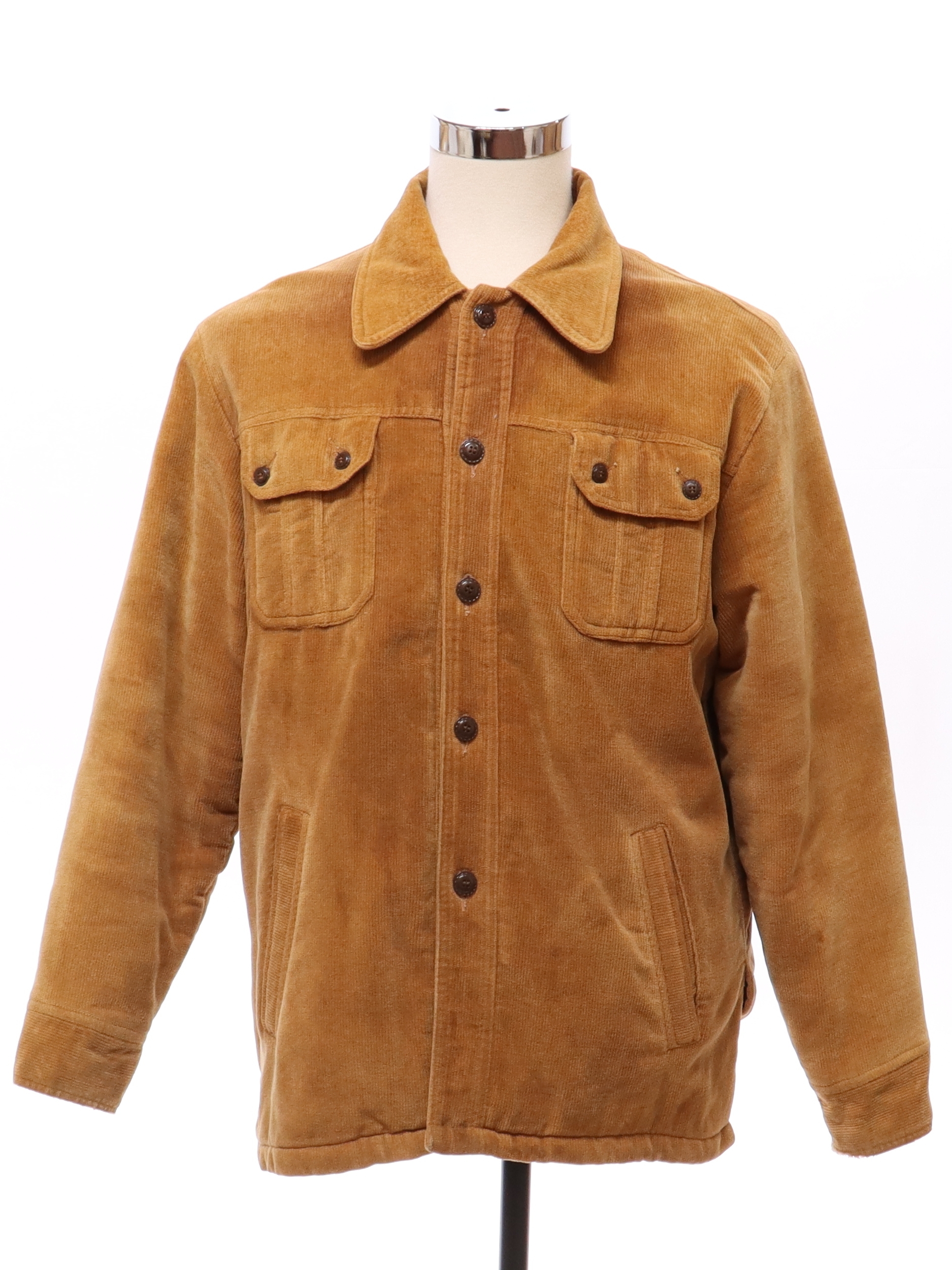 Vintage 70s Jacket: 70s -Envoy- Mens tan cotton button cuff