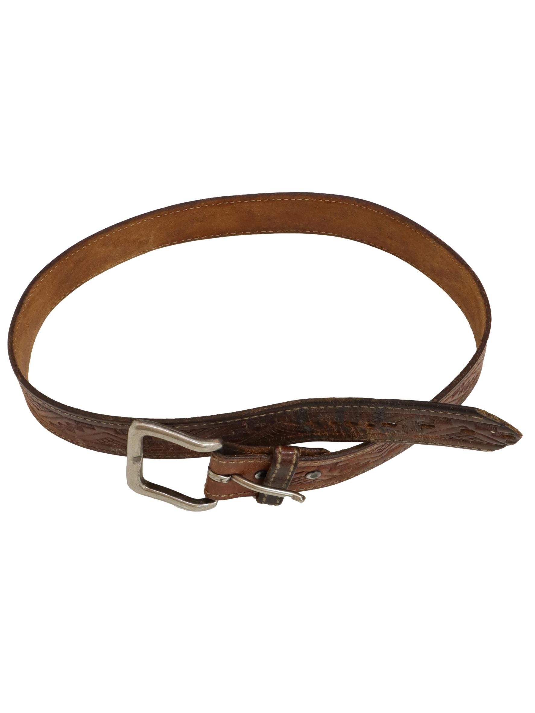 No Label Eighties Vintage Belt: 80s -No Label- Mens brown leather ...