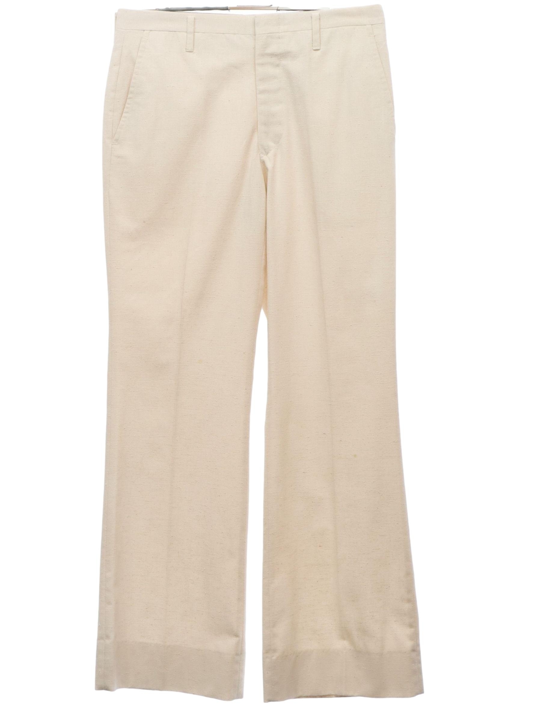 Retro 1970's Flared Pants / Flares: Late 70s -No Label- Mens off white ...