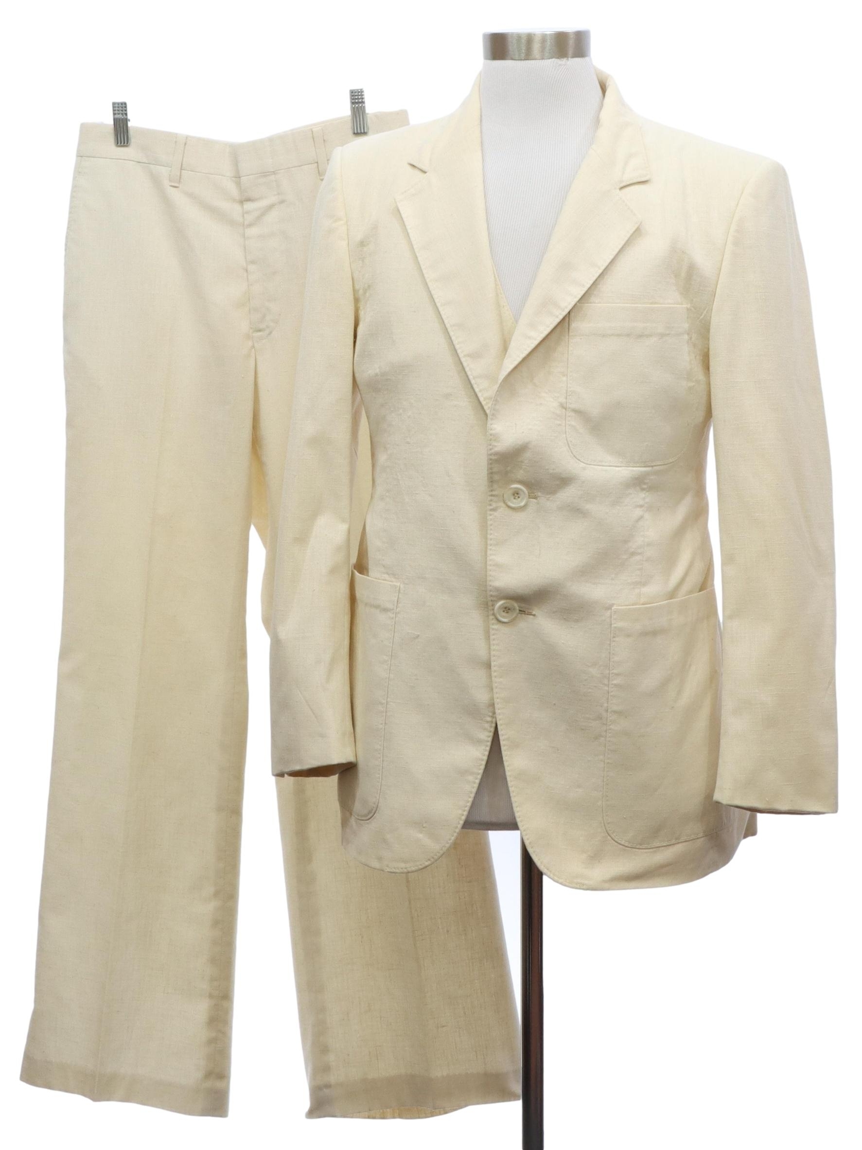 Bankers Hall Eighties Vintage Suit: 80s -Bankers Hall- Mens ecru cotton ...