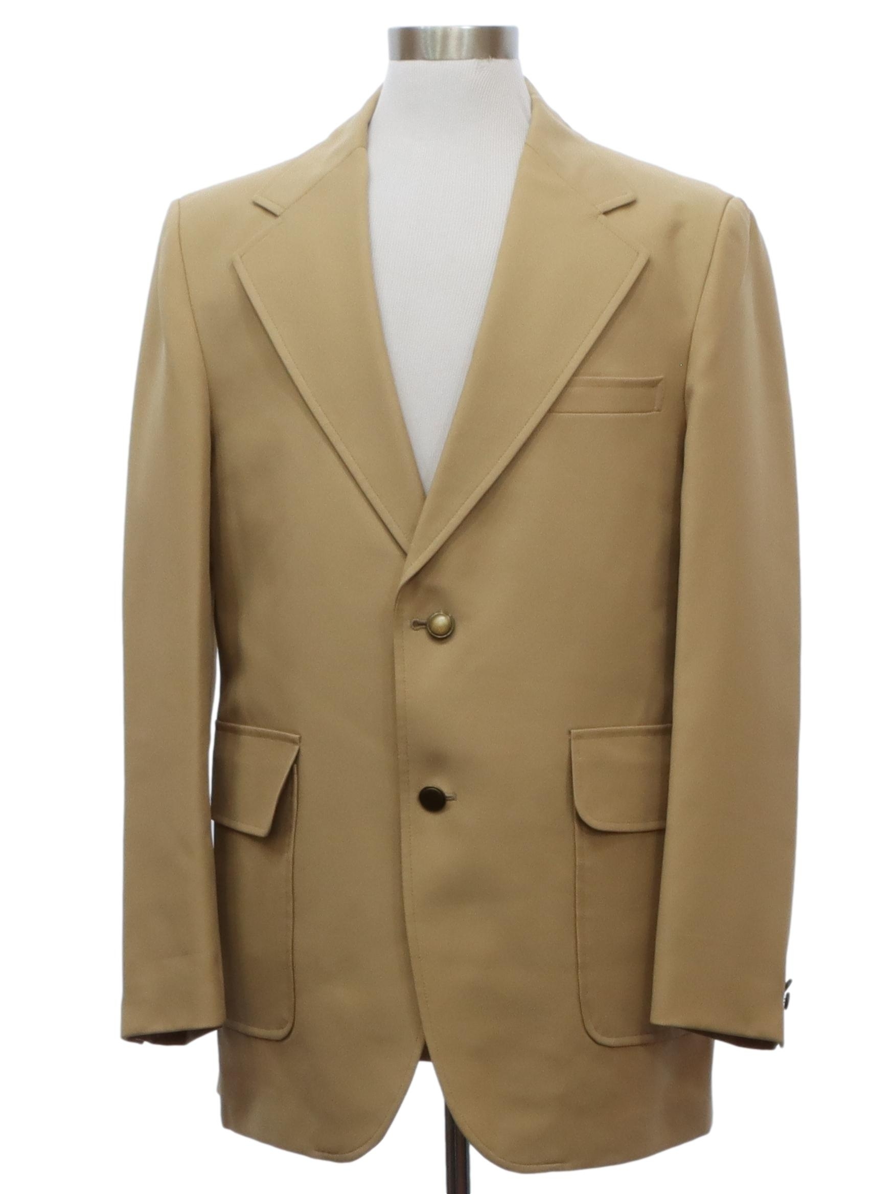 70's Vintage Jacket: 70s -Tarleton- Mens tan polyester jacket having ...