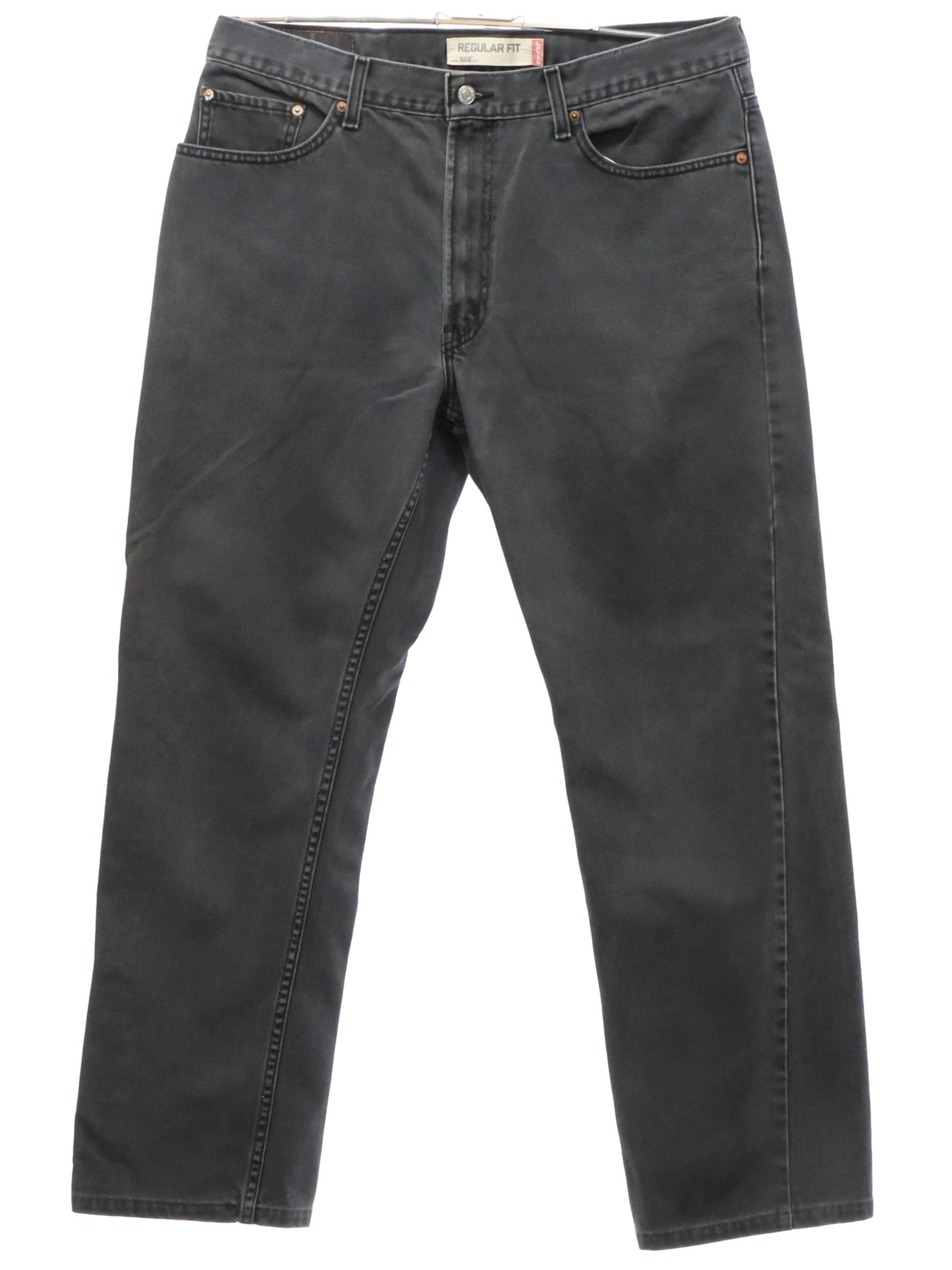 Pants: 90s (Made in 2008) -Levis 505- Mens faded dark gray cotton denim ...