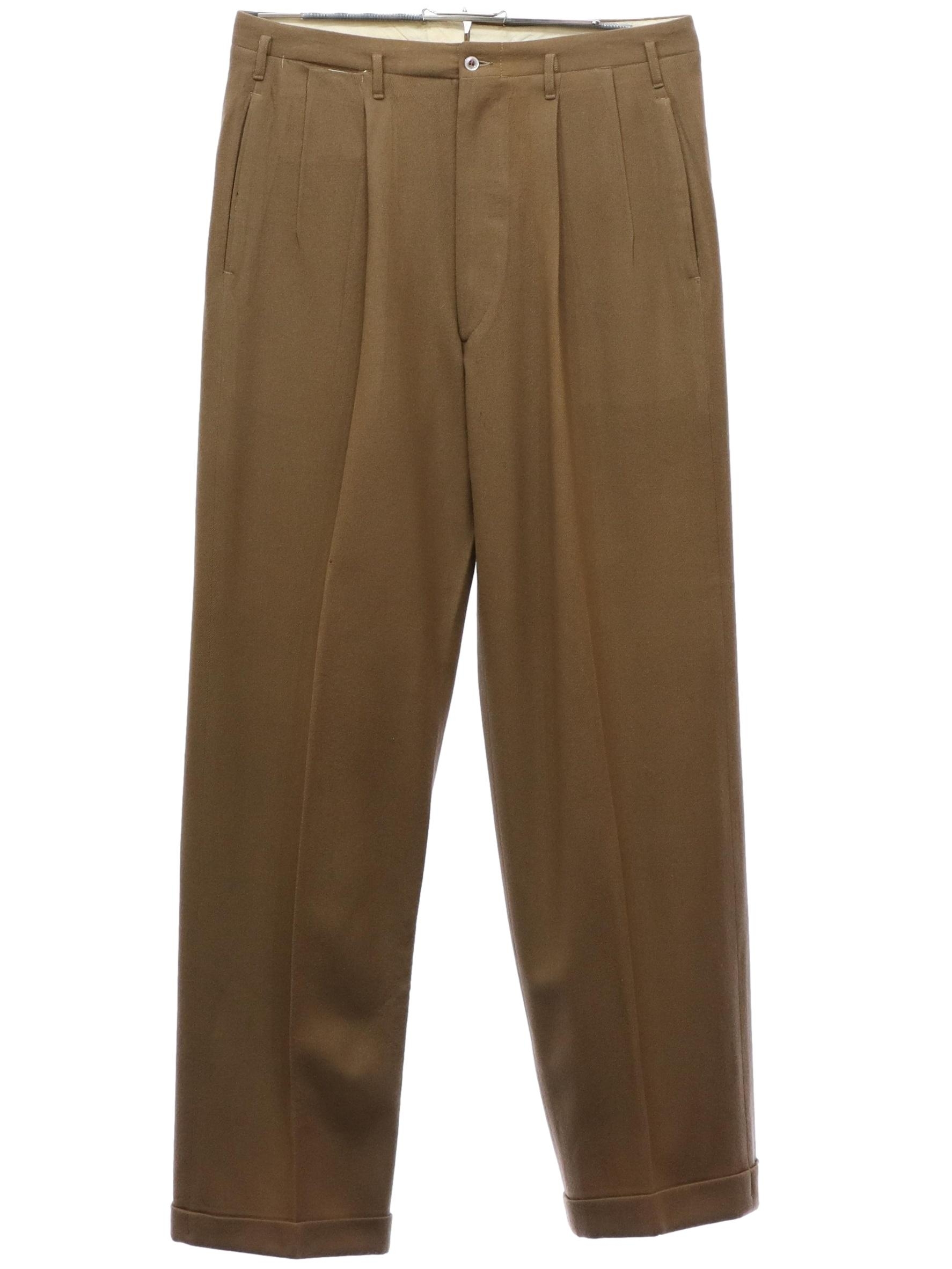 1950's Vintage Pants: 50s -No Label- Mens mocha brown solid colored ...